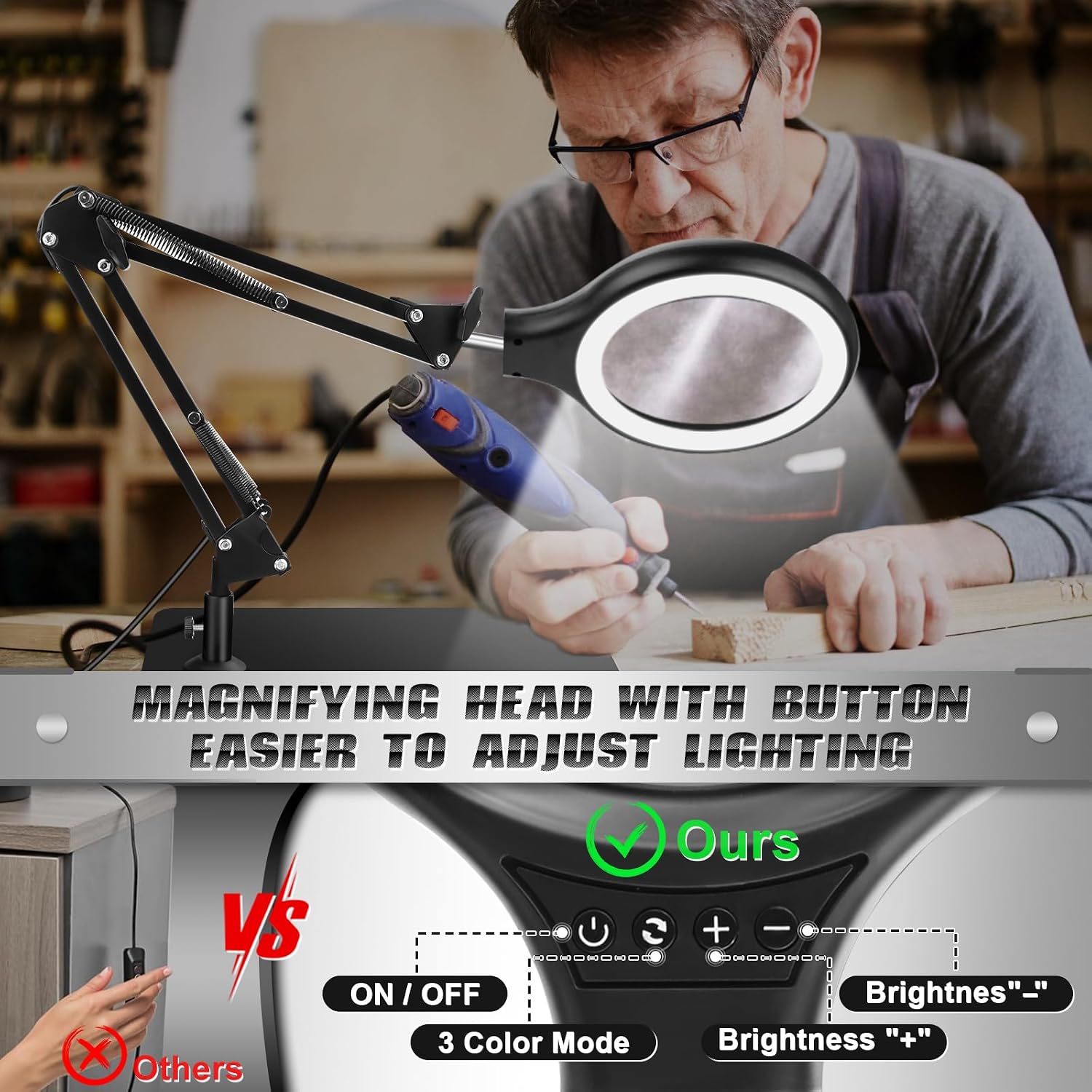 Detalle 2 de NZQXJXZ Lighted Magnifying Glass 5-inch