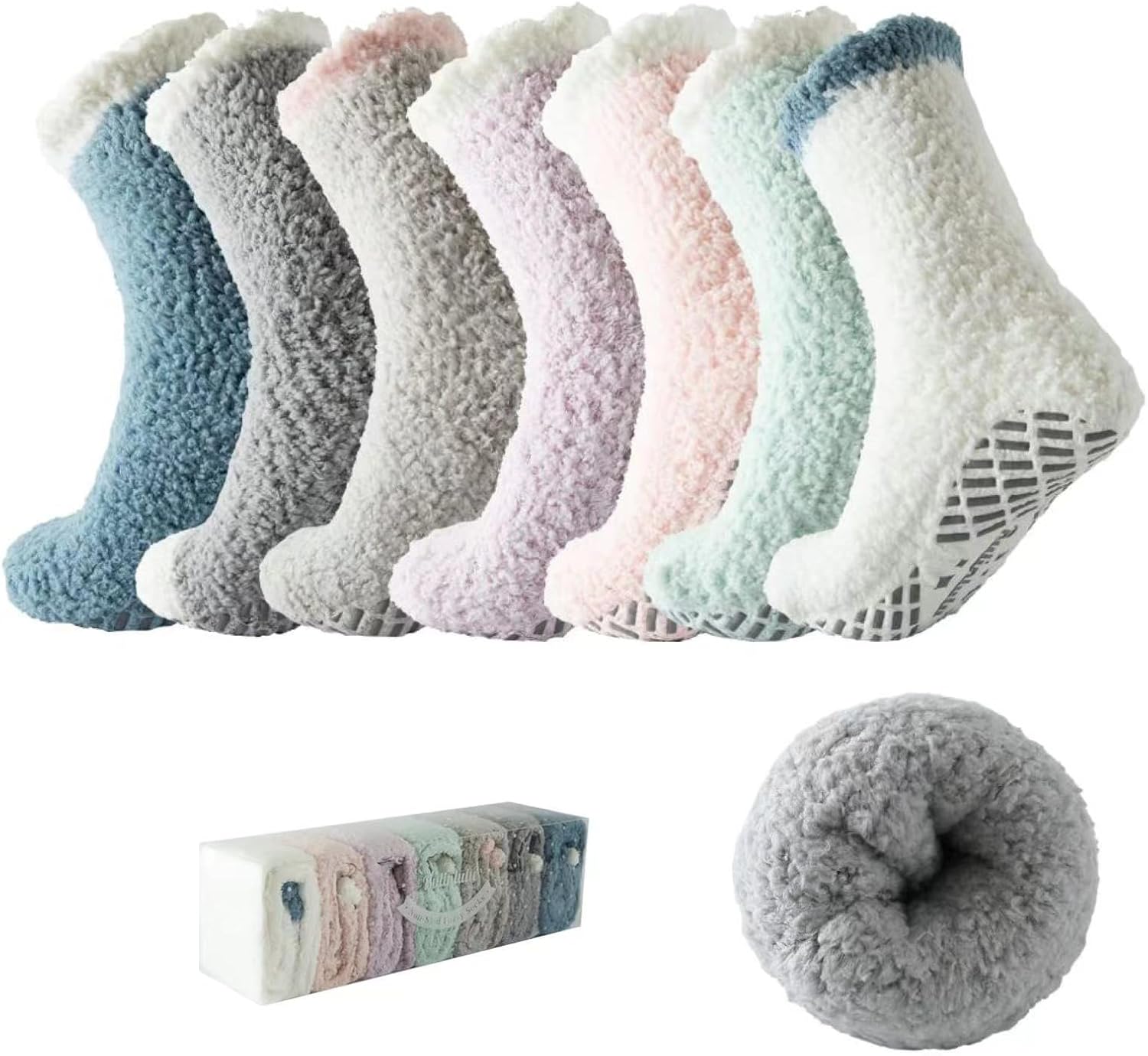 Detalle de Bulinlulu Fuzzy Grip Socks with 97% Fuzzy Material