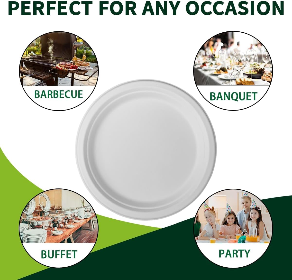 Detalle 2 de Compostable Bagasse 10-Inch Plates 150 Pack 🍽