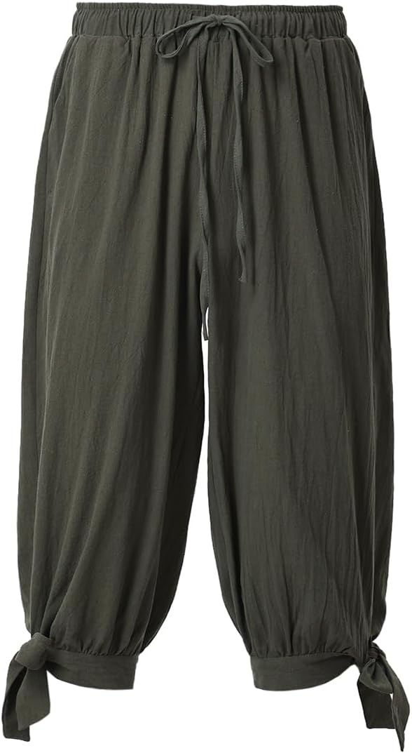 Detalle de COSDREAMER Pirate Pants: Calf Banded Renaissance & Viking Costume Trousers for Men