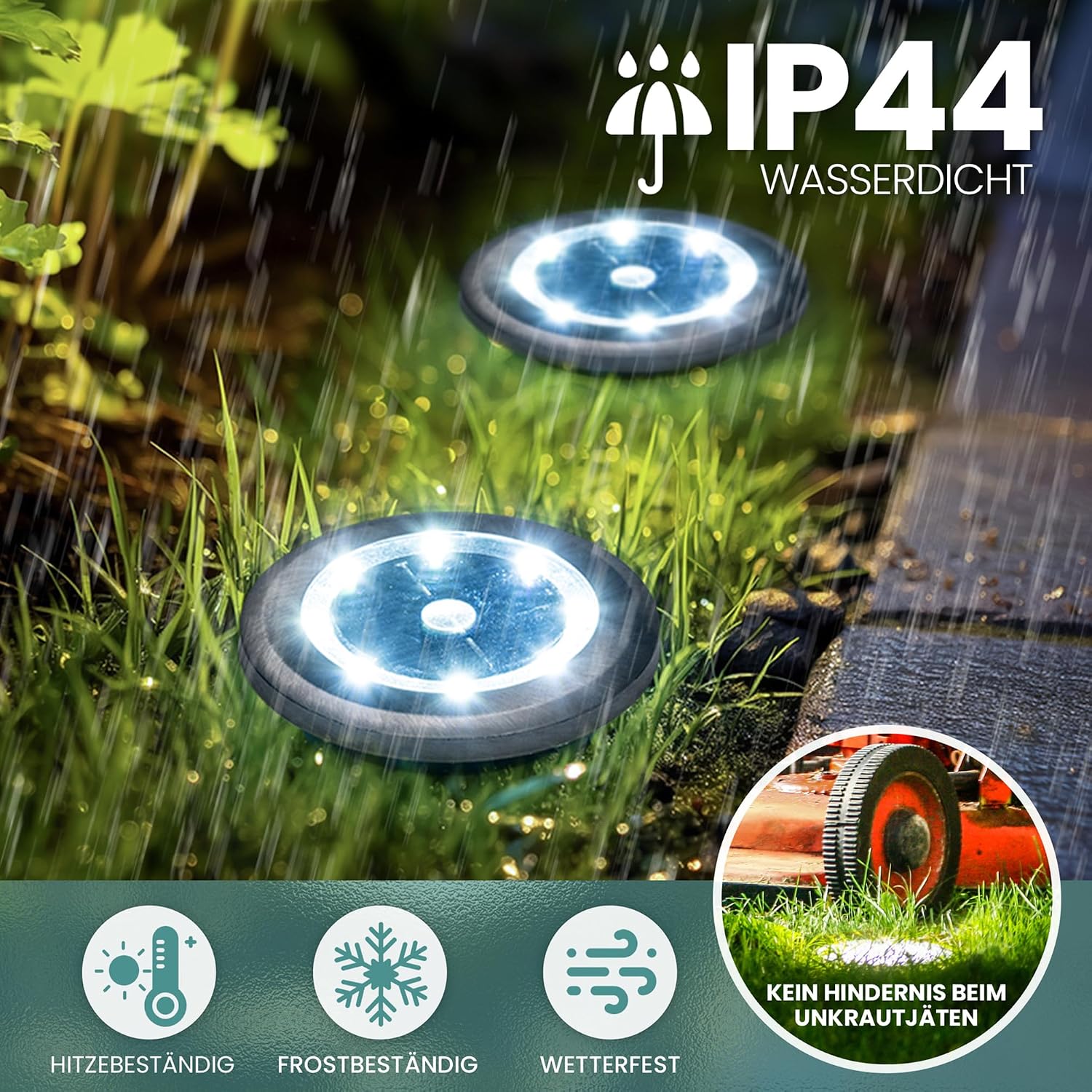 Detalle de Solpex Klein Solar Bodenleuchten – 10er Set, 8 LEDs, Edelstahl, IP65, für Garten und Weg