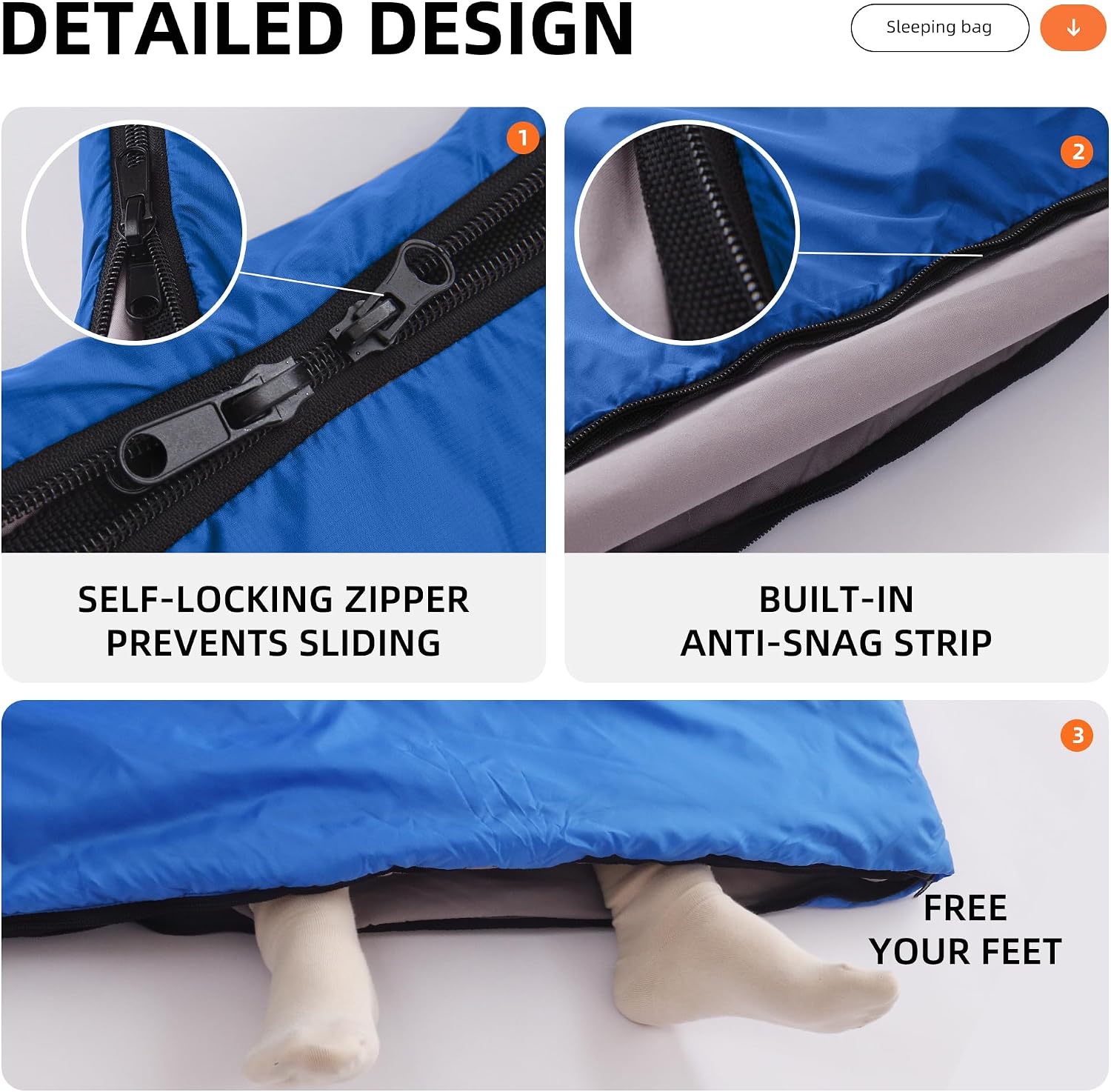 Detalle 1 de BORULL Double Sleeping Bag 92" x 63