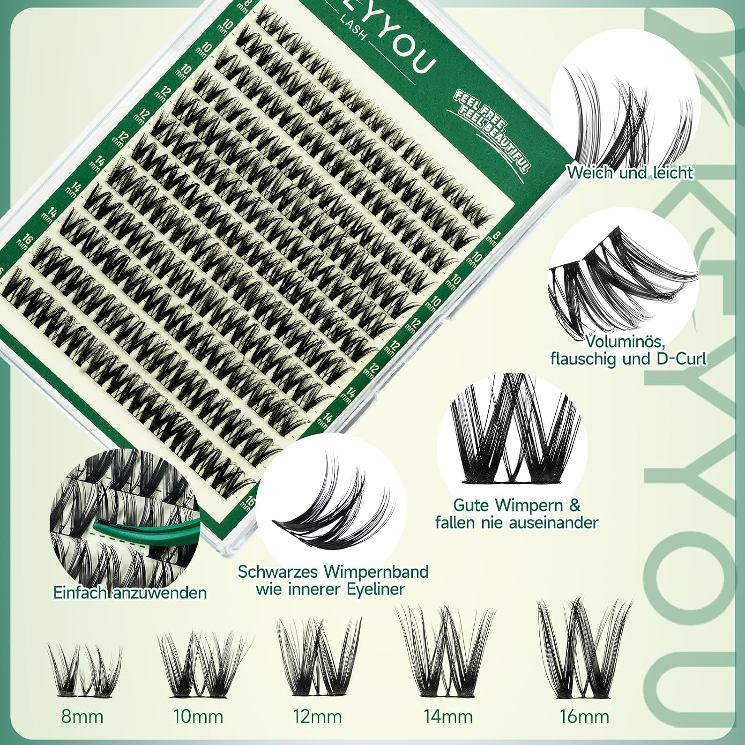 Detalle 2 de KEYYOU Wimpern Extensions D Curl 132
