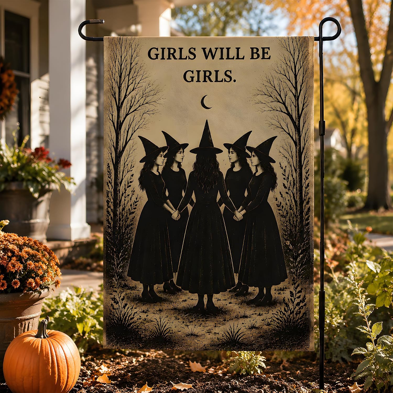 Thumbnail 2 de OHOME GIRLS WILL BE GIRLS Witch Garden Flag, Double-Sided Polyester, 18"L x 12"W