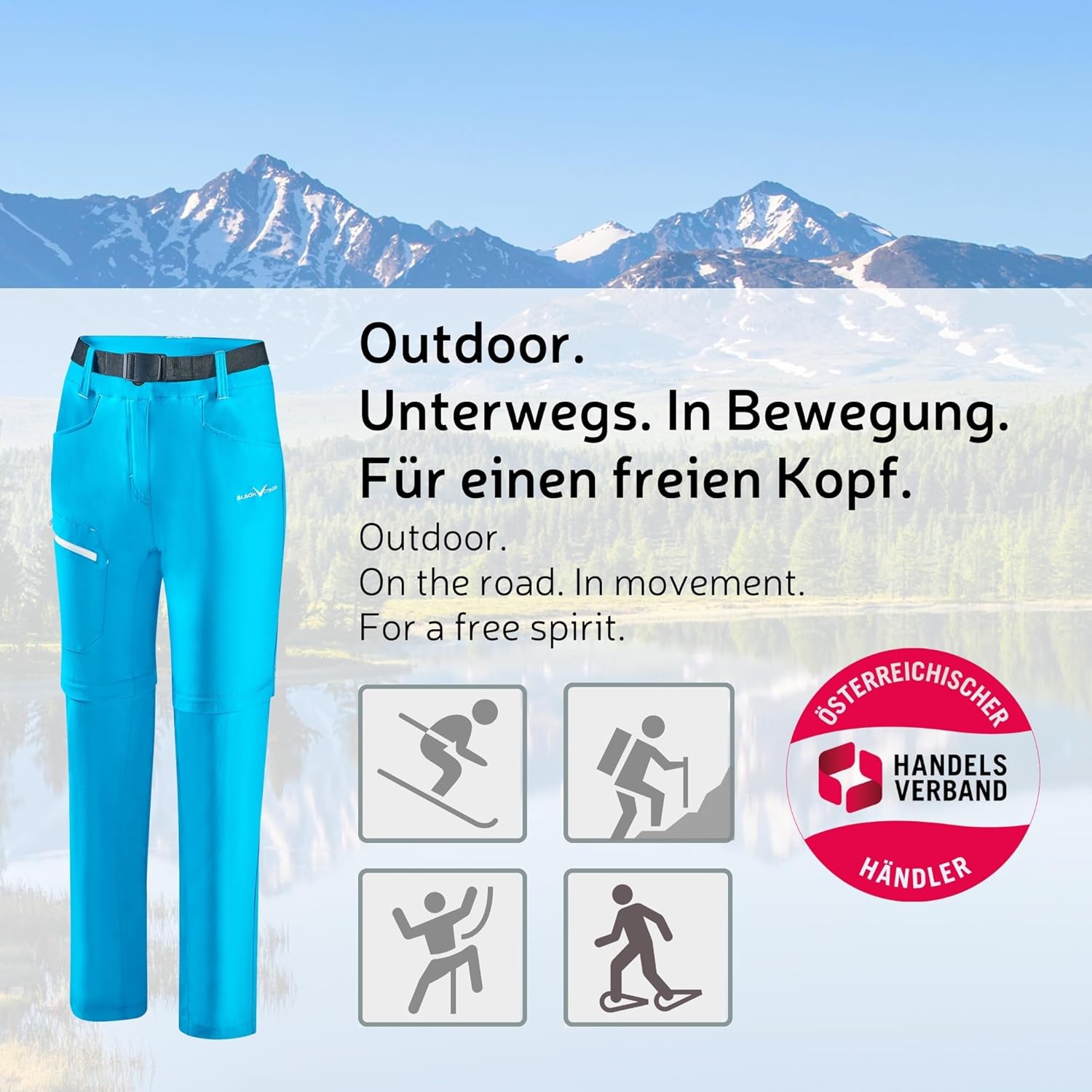 Detalle de Black Crevice Pantalon de Trekking Zippé pour Femme – Confort et Tournure pratique