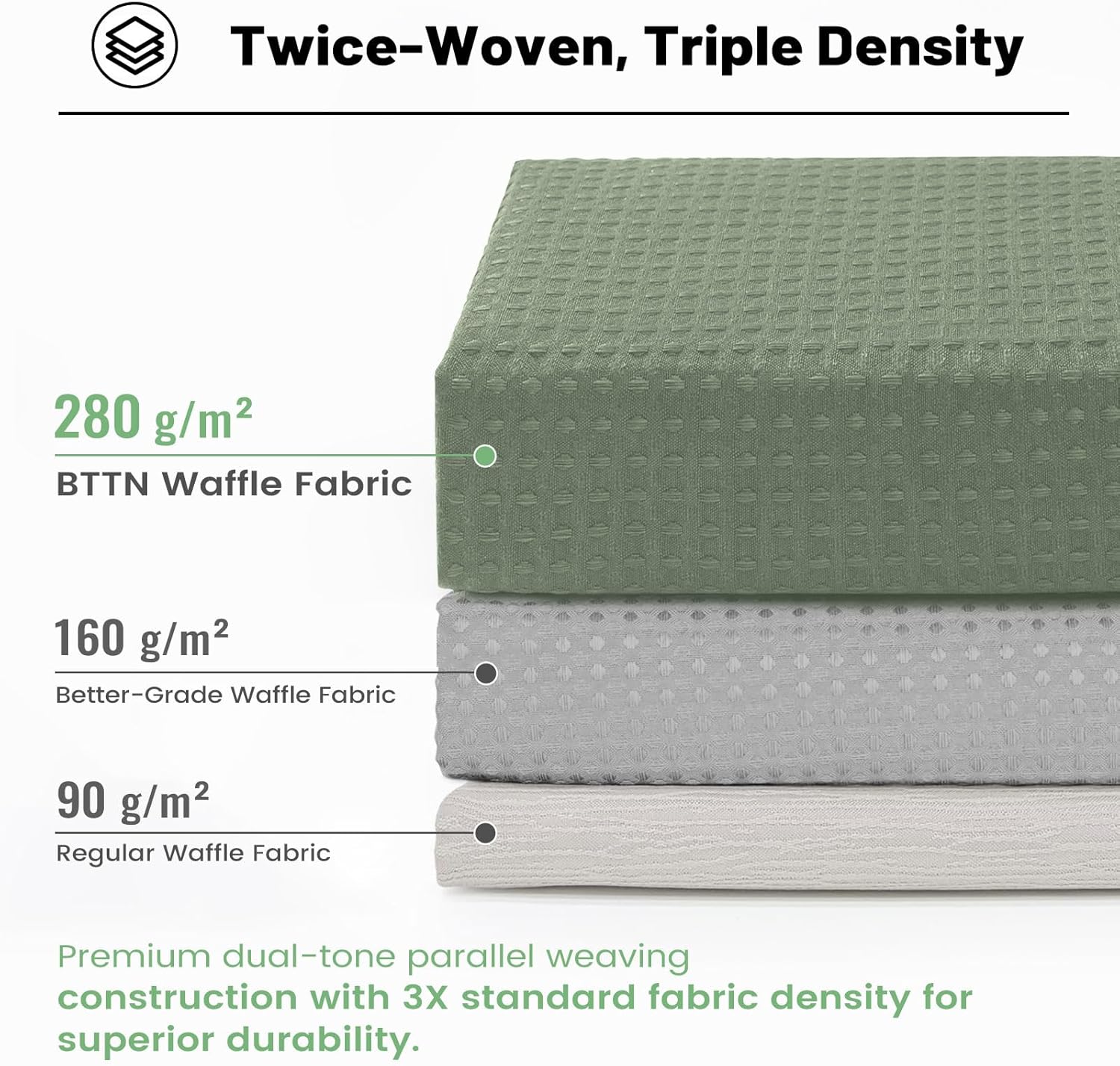 Thumbnail 4 de BTTN Sage Green Waffle Shower Curtain 182x182cm