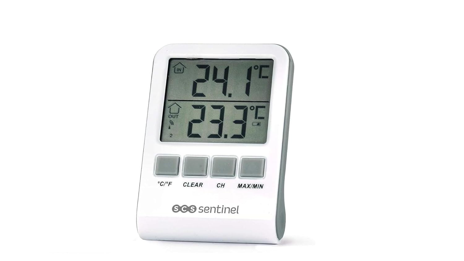 Detalle 2 de SCS Sentinel DigiThermo HCN0062 : thermomètre digital intérieur/extérieur avec portée 60 m et double affichage
