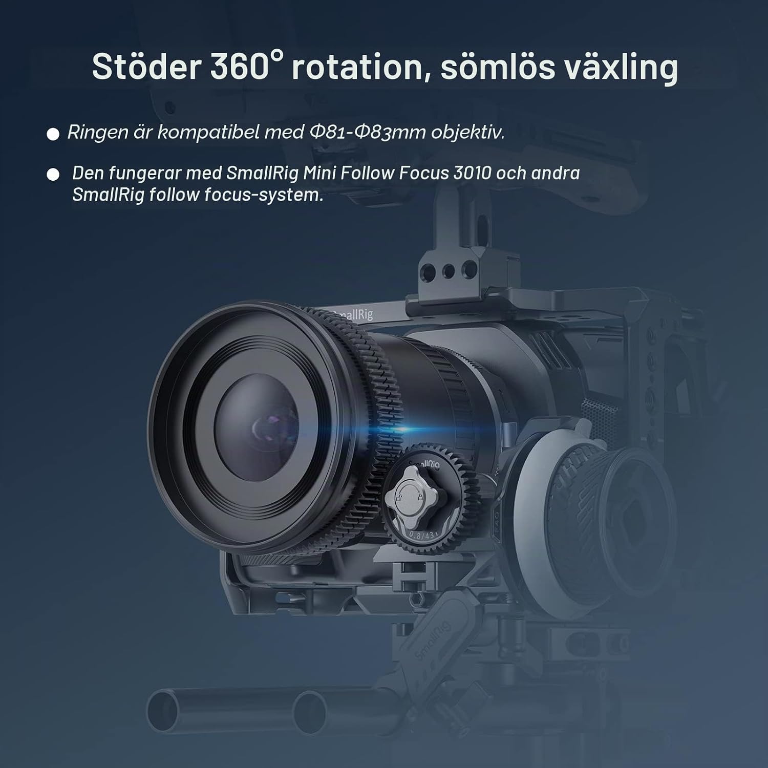 Detalle de SMALLRIG 3296 fokusring för follow focus, Φ81–Φ83 mm, 0,8 MOD