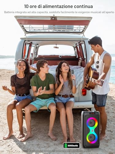 Detalle de Macchina karaoke JAPOUCA: altoparlante Bluetooth portatile con 2 microfoni wireless