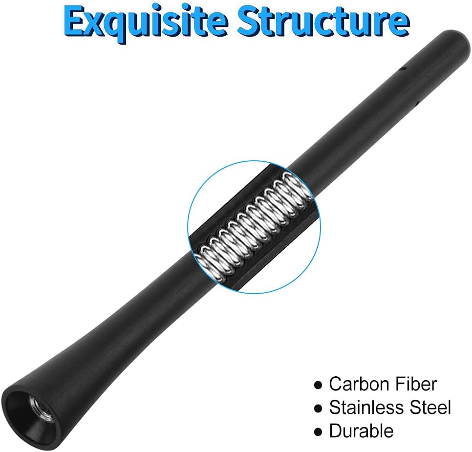 Detalle de URAQT Antenne de Voiture FM – Ensemble 2 pièces 6,5 cm / 18,5 cm avec vis M4/M5/M6, universelle et efficace