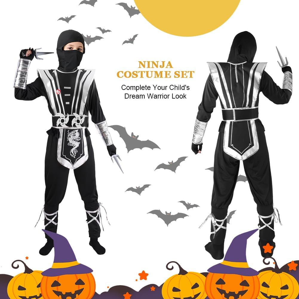 Thumbnail 4 de BSBUY Ninja-Kostüm Kinder (13-teilig) inkl. Maske, Gürtel und Zubehör – für Jungen & Mädchen