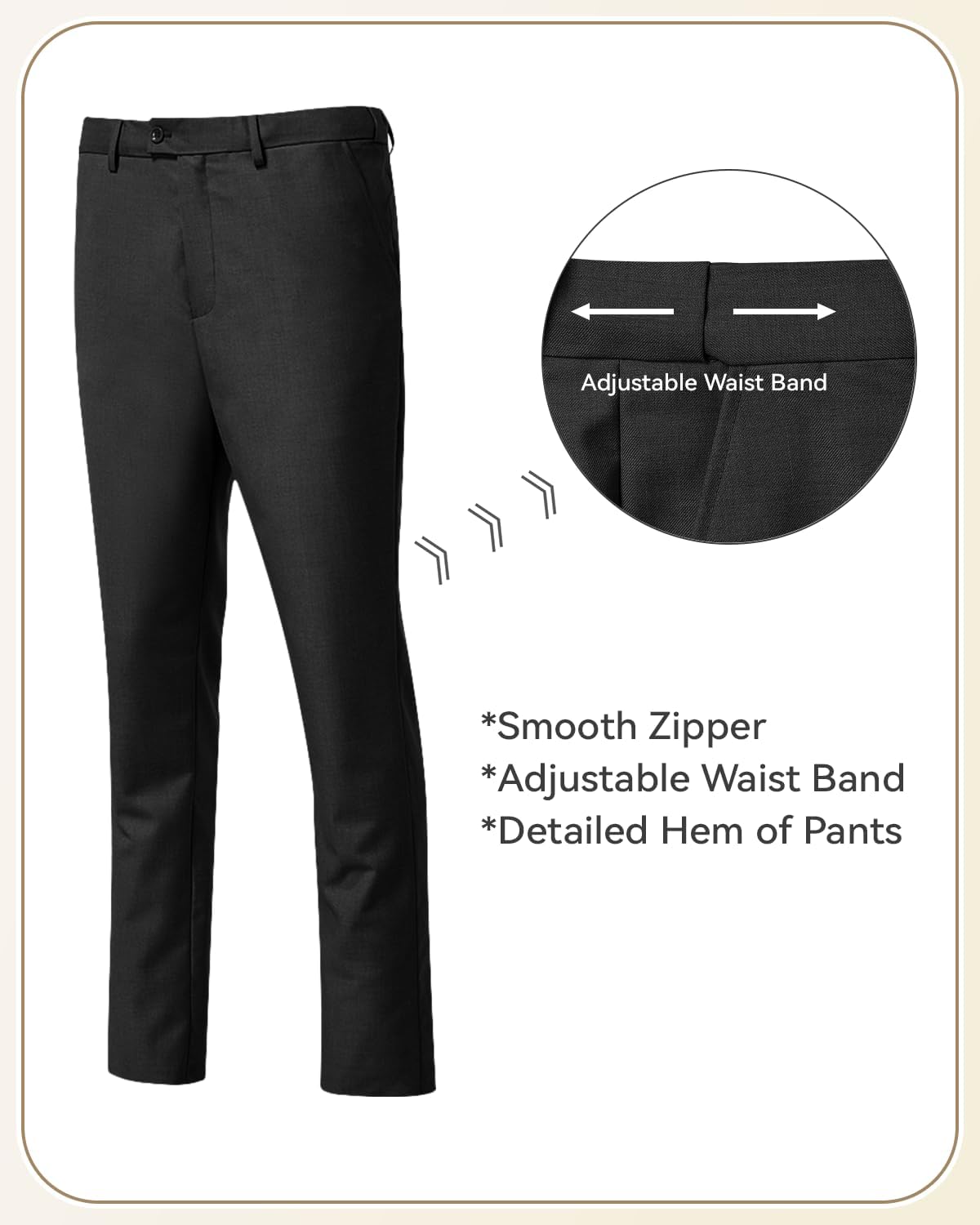 Detalle de ZKHOECR Men’s 3-Piece Slim Fit Suit Set (Two-Button Blazer, Vest, Pants) for Weddings & Business