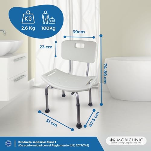 Detalle 2 de Mobiclinic® Silla de Ducha Regulable con Antideslizantes