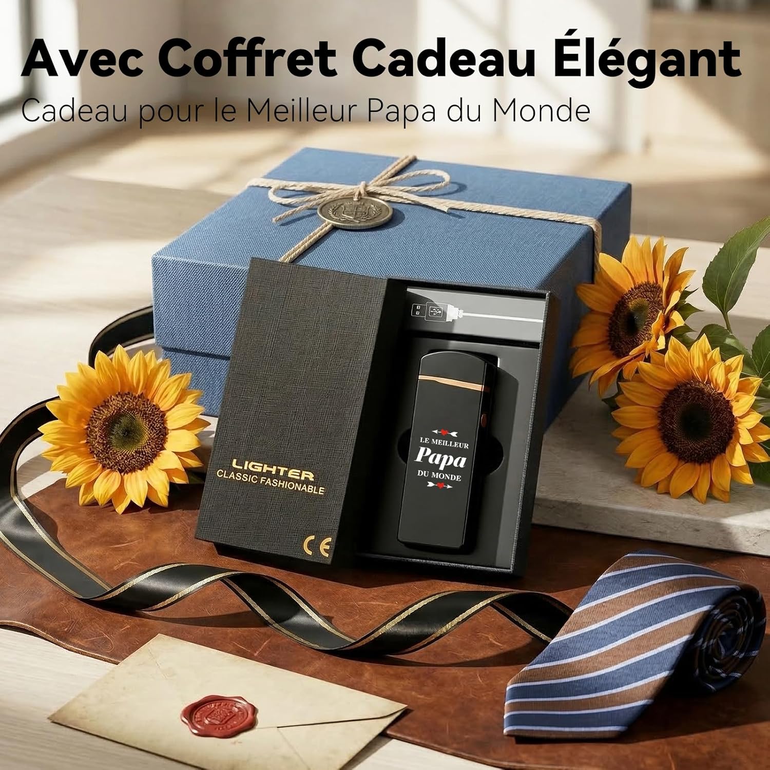 Detalle de Briquet électrique rechargeable Coquimbo Arc Double, cadeau Fête des Pères