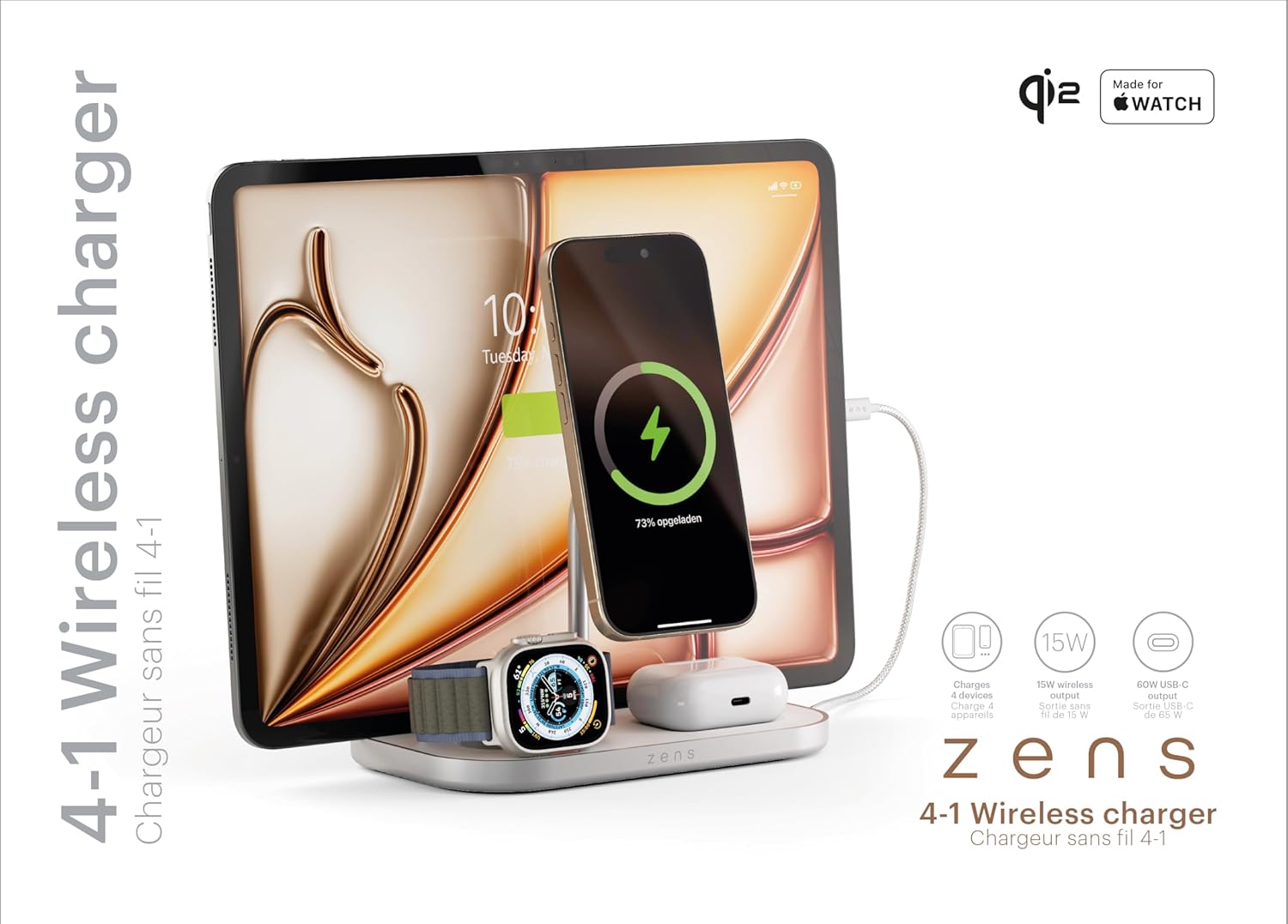 Thumbnail 5 de Zens 4-in-1 Wireless Charger : chargeur sans fil MagSafe et Qi2 pour iPhone, Apple Watch et AirPods