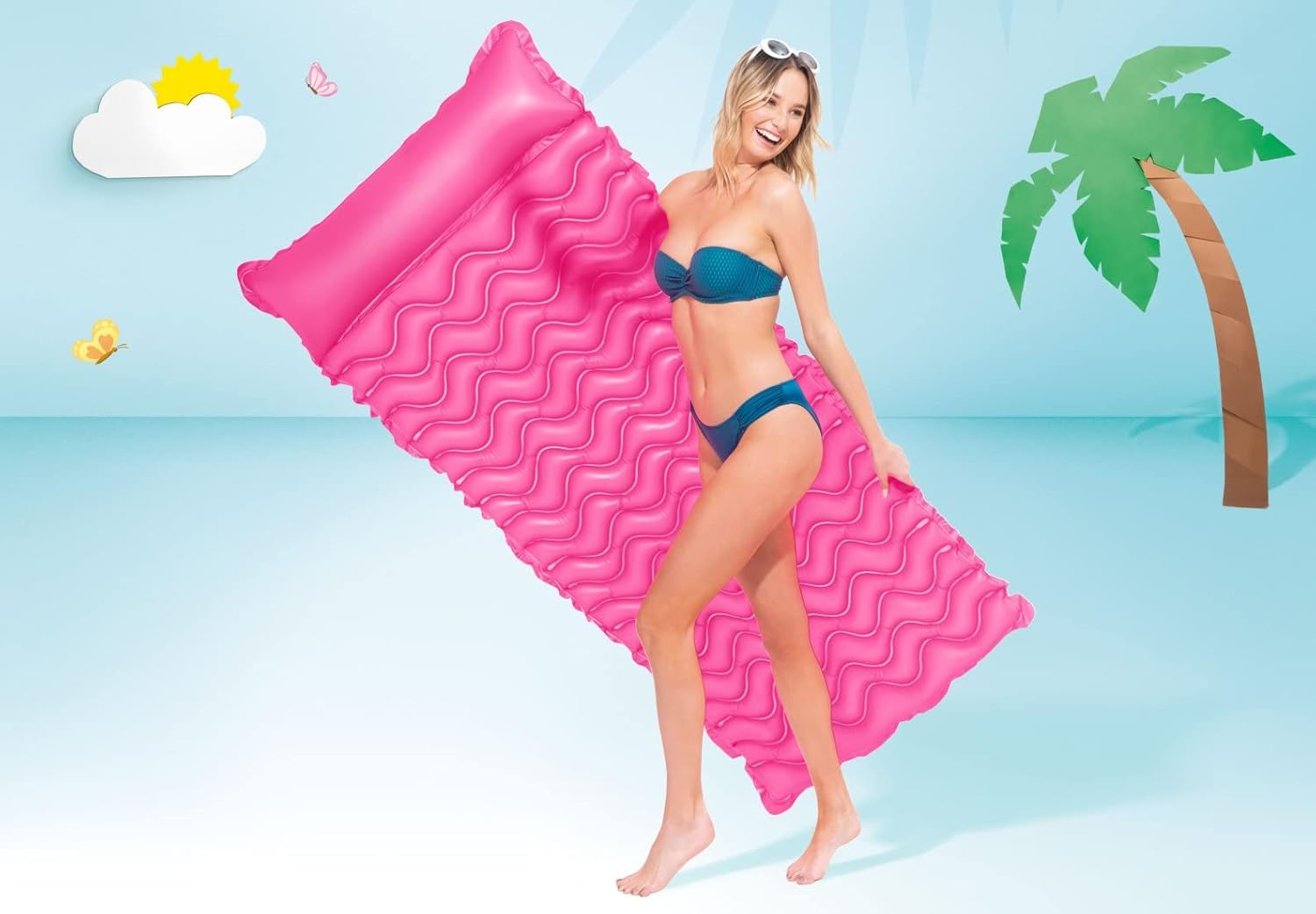 Detalle de Intex Tote-n-Float Wave Mats – Luftmatratze 229 x 86 cm, Farblich sortiert (58807EU)