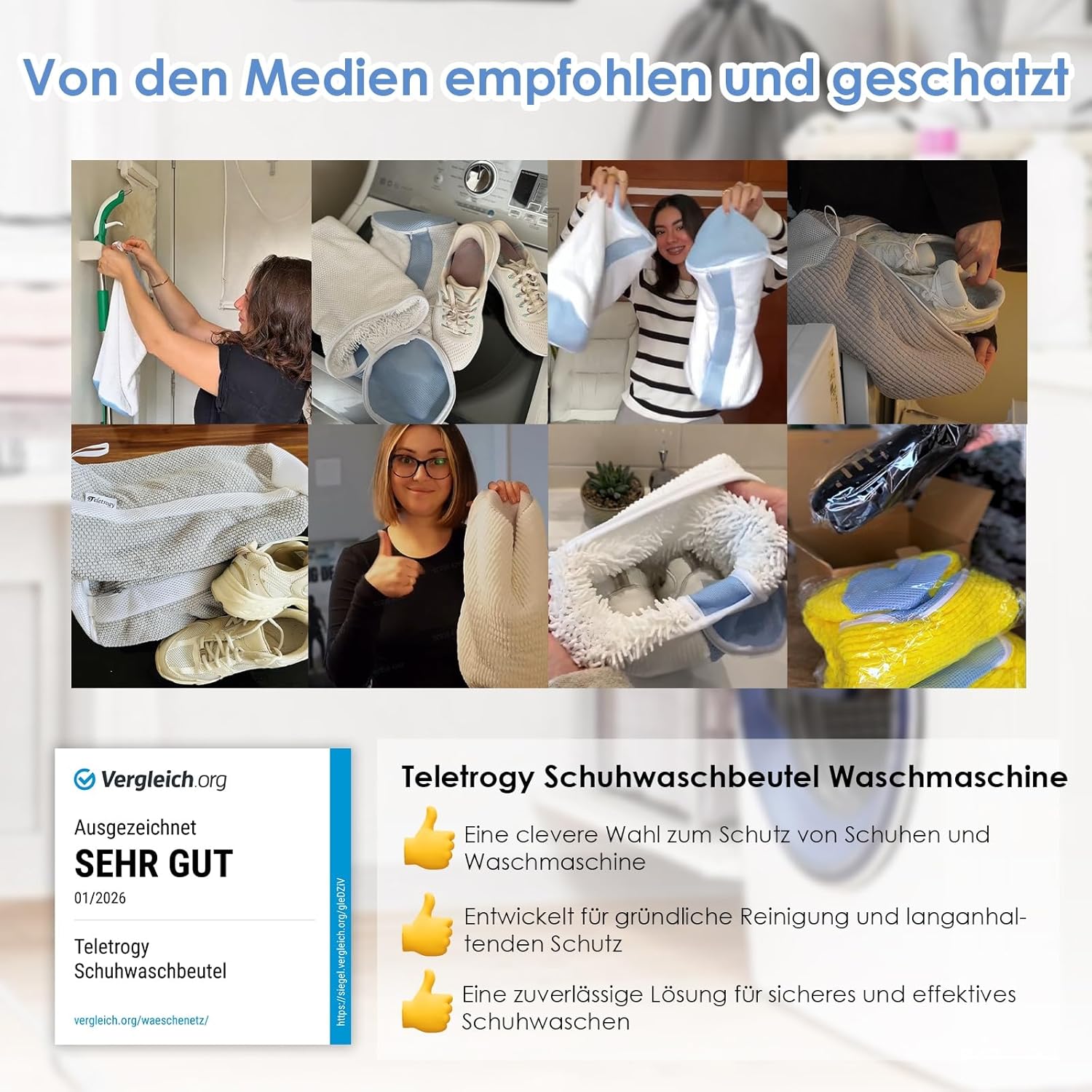 Detalle de Teletrogy 2er-Set Schuhe-Waschbeutel mit verstellbaren Schuhspannern und verdecktem Reißverschluss