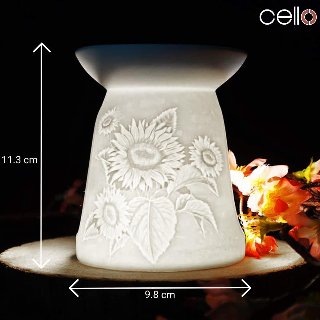 Thumbnail 1 de Cello Tealight Wax Melt & Oil Burner (Summer Time) with porcelain tealight design