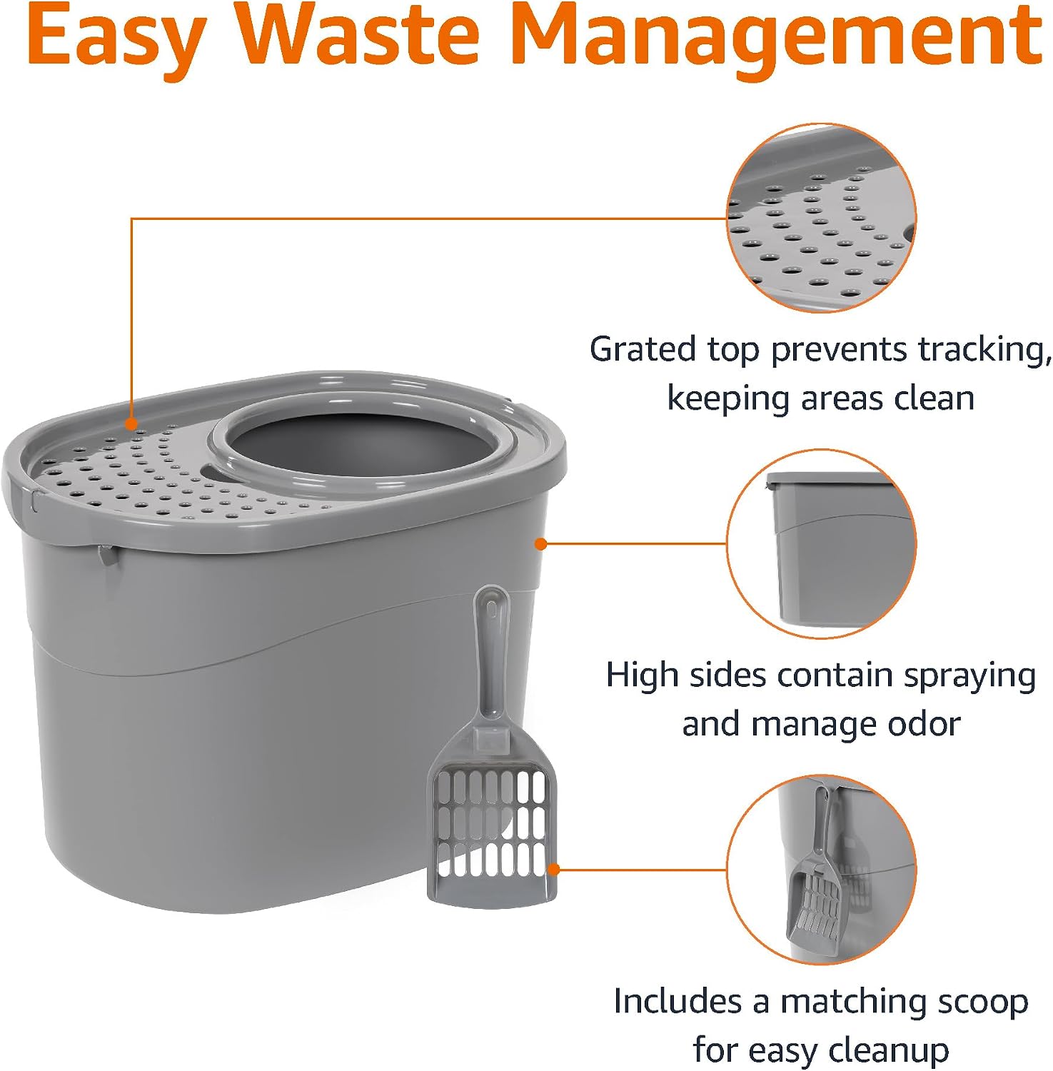 Detalle 2 de Amazon Basics 355557 Large Top-Entry Cat Litter Box with High Sides