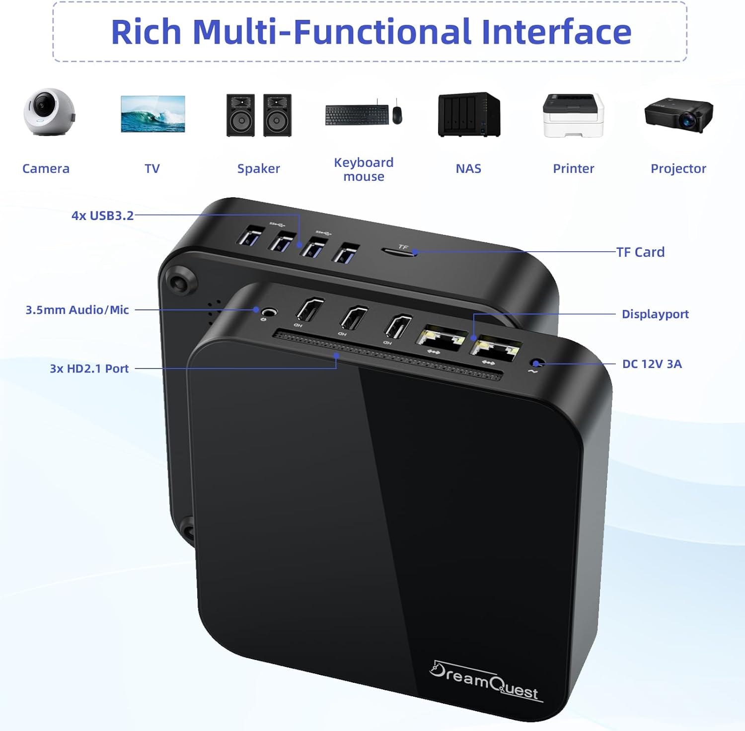 Detalle de DreamQuest Ultra Fast Mini PC with Windows 11 Pro (N95) – Compact Power for Home Office