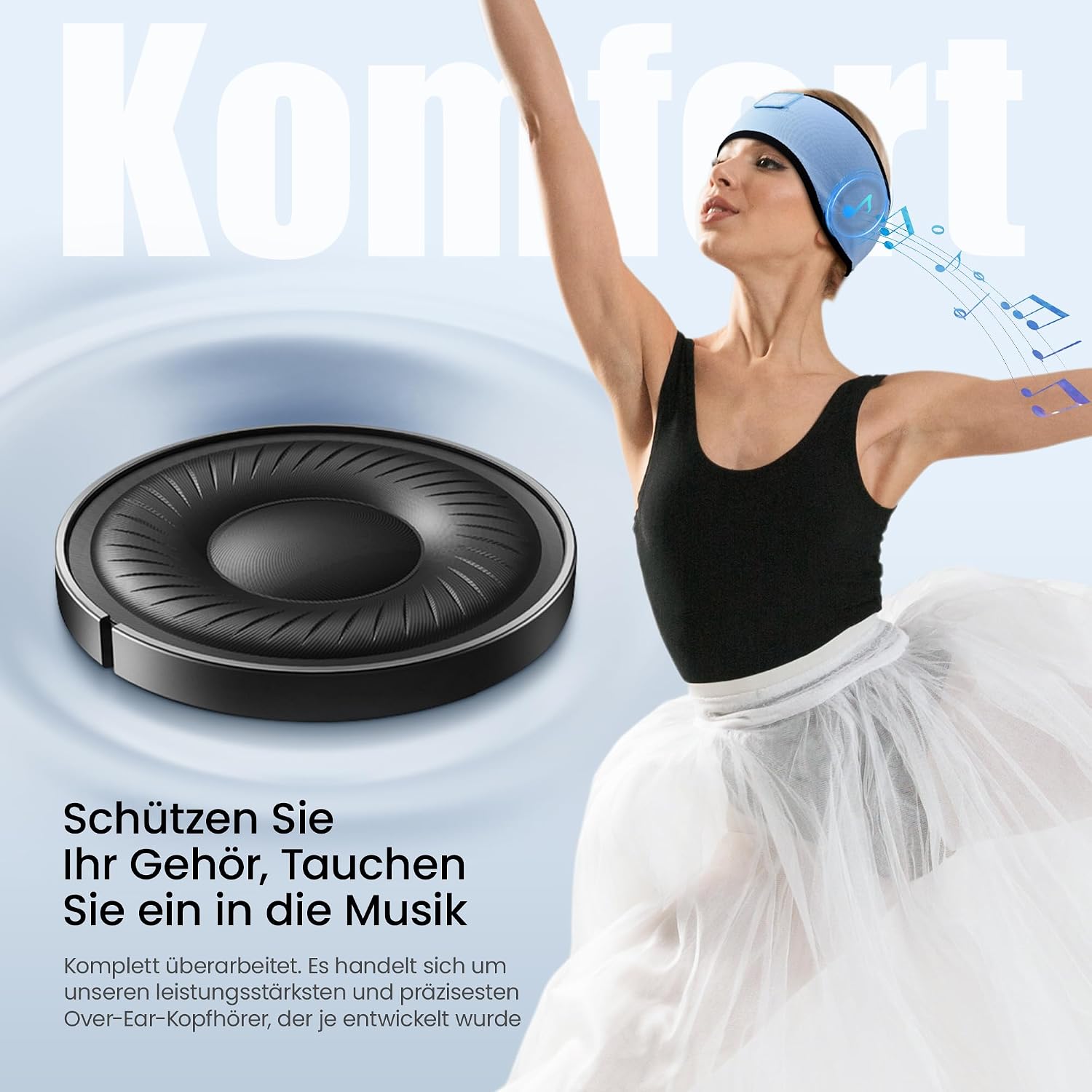 Detalle de LC-dolida LC001 Sleep Headband with Bluetooth 5.4, HiFi Audio and USB-C
