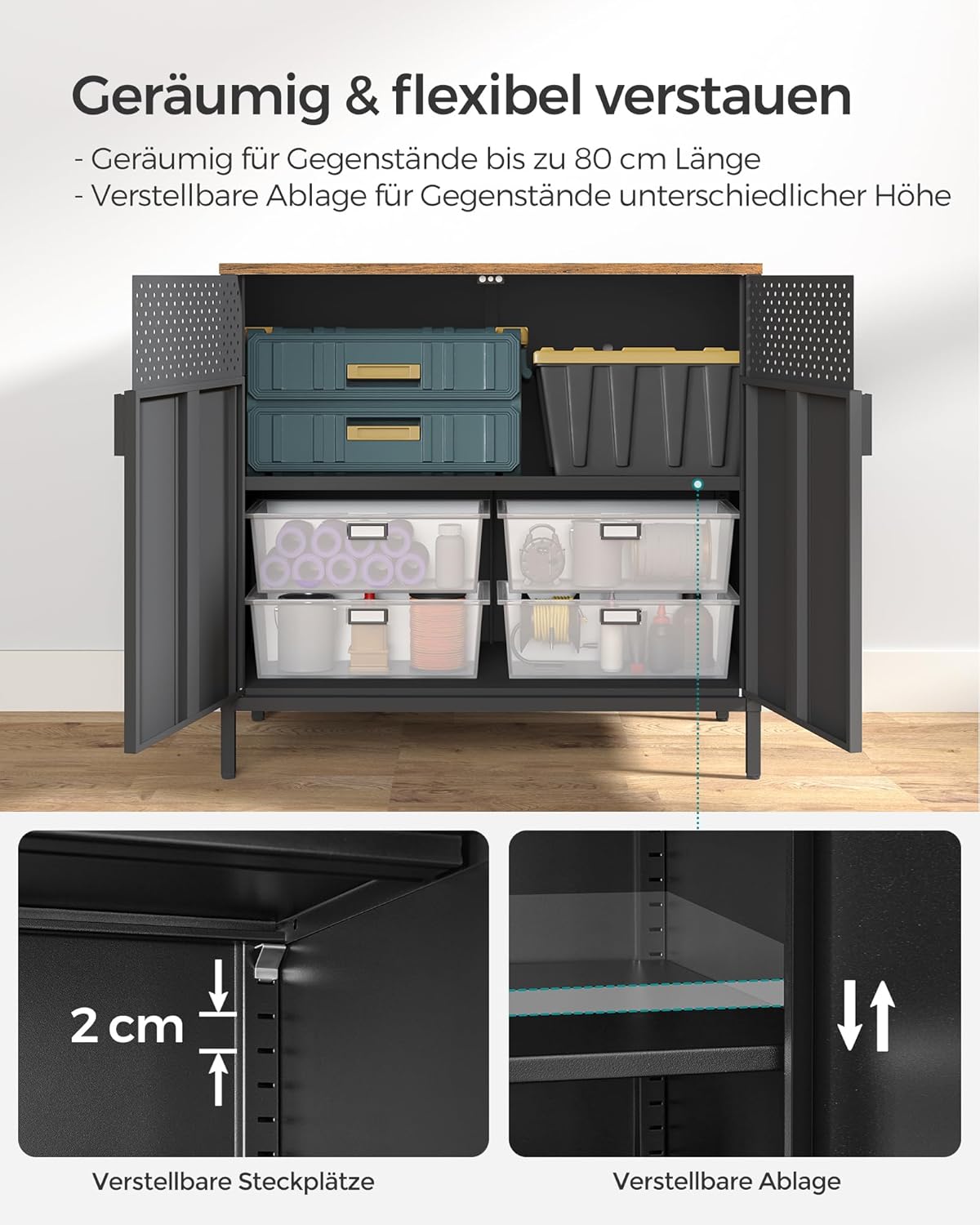 Detalle 1 de SONGMICS Aufbewahrungsschrank Metall 40 x 80 x 76 cm
