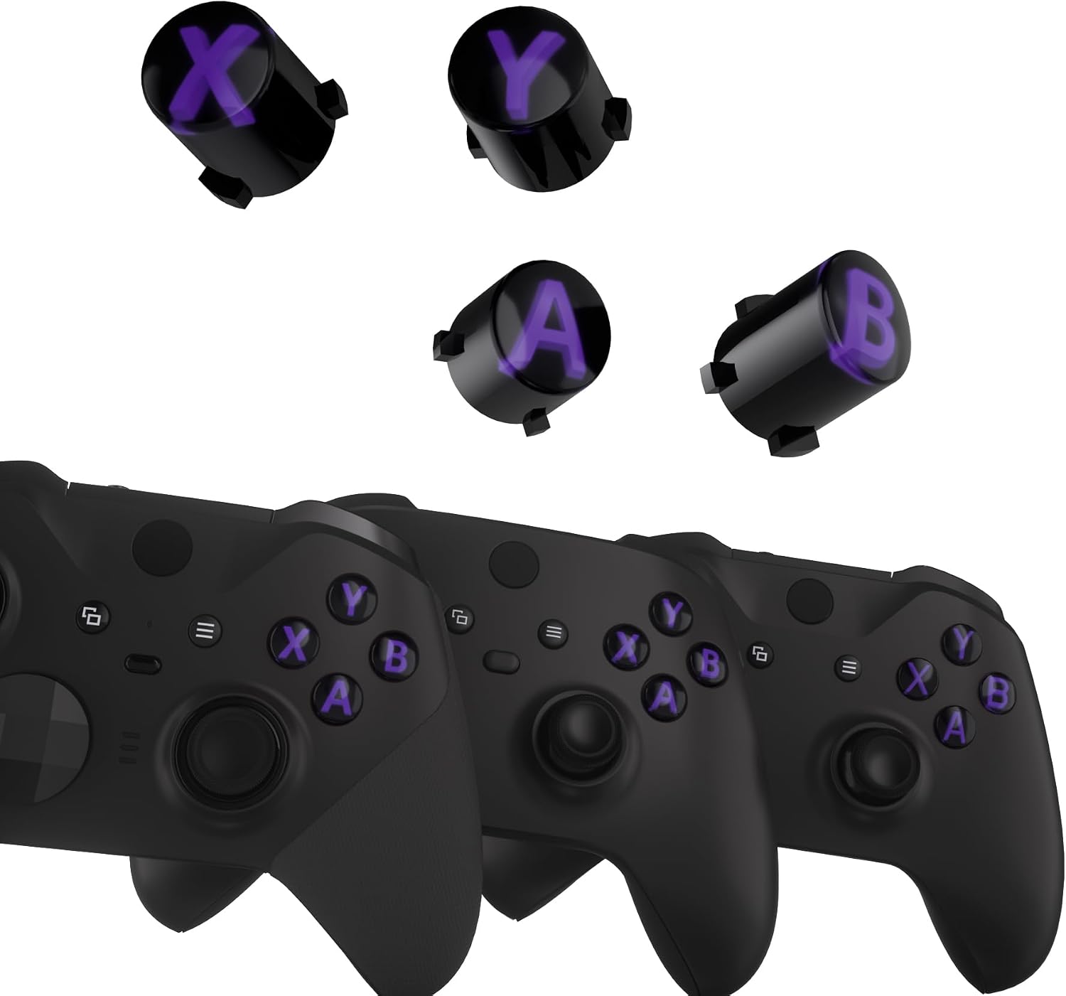 Thumbnail 2 de eXtremeRate Ersatz ABXY Knöpfe für Xbox Series X/S Controller – Dreifarbige Classic Symbolbuttons in Schwarz, Lila und Clear