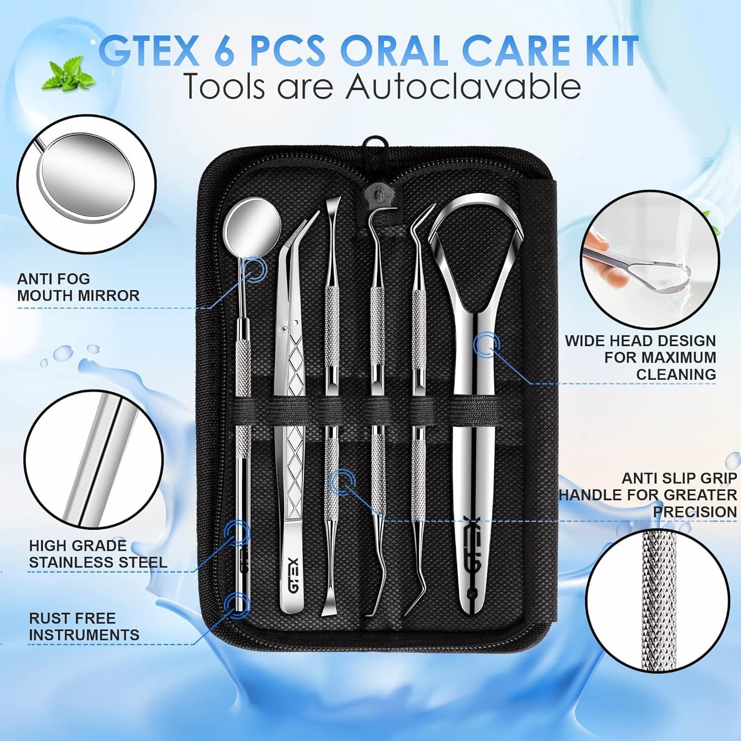Detalle de GTEX Plaque Remover for Teeth – 6-Piece Dental Care Kit for Home Use