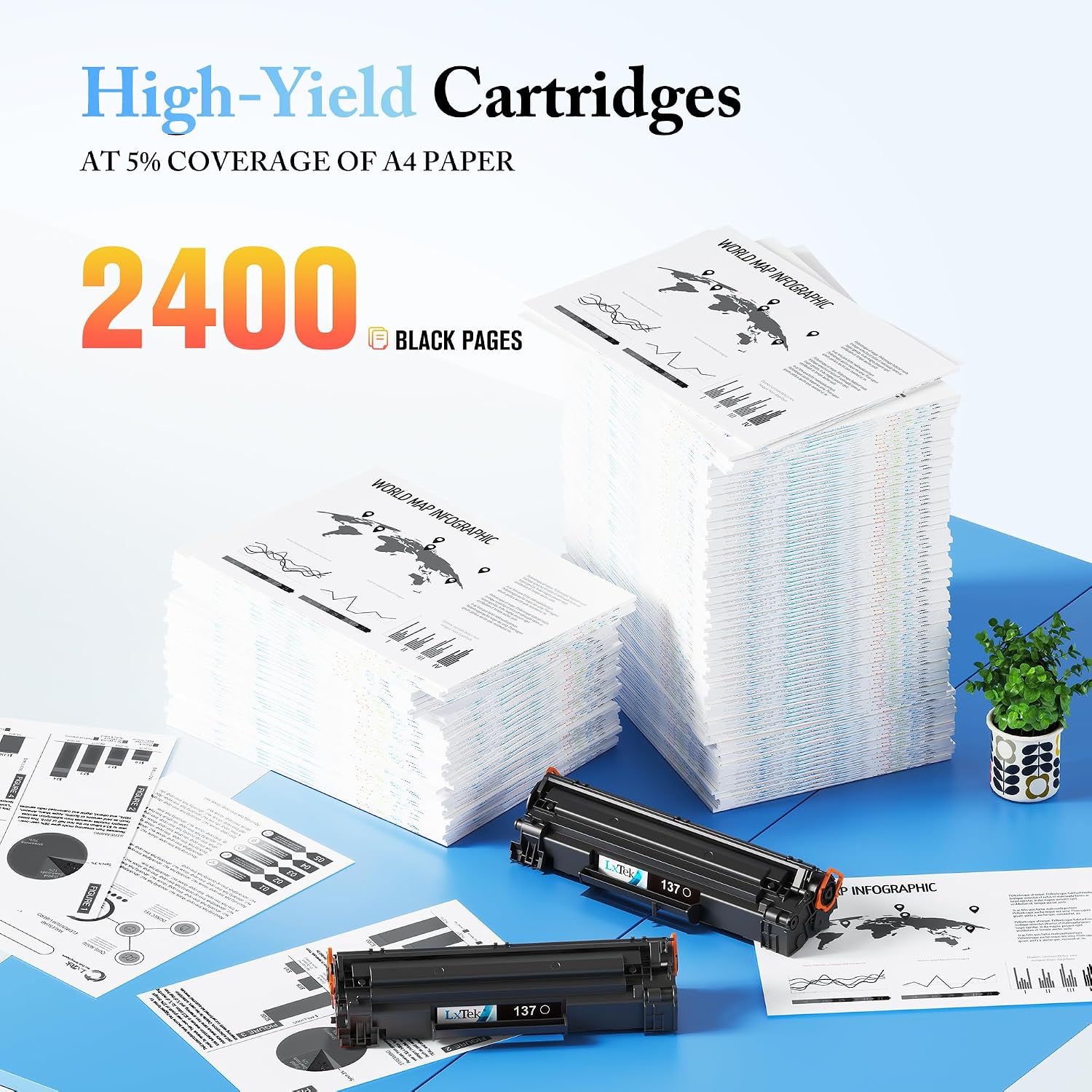 Detalle de LxTek Cartridge 137 9435B001AA Black Toner, 2-Pack for Canon imageCLASS Printers