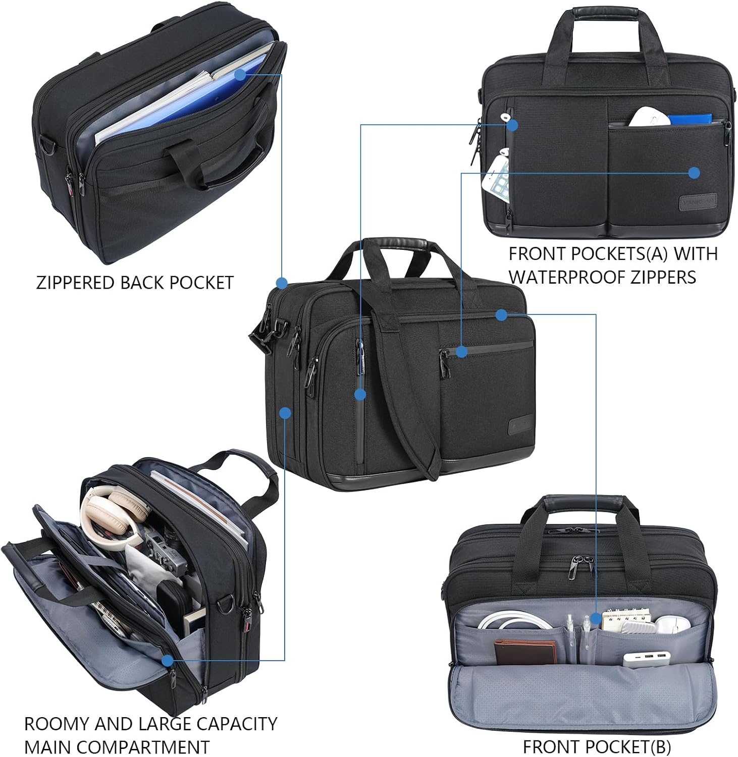 Thumbnail 6 de VANKEAN expandable laptop briefcase up to 17.3-inch for work, travel and school