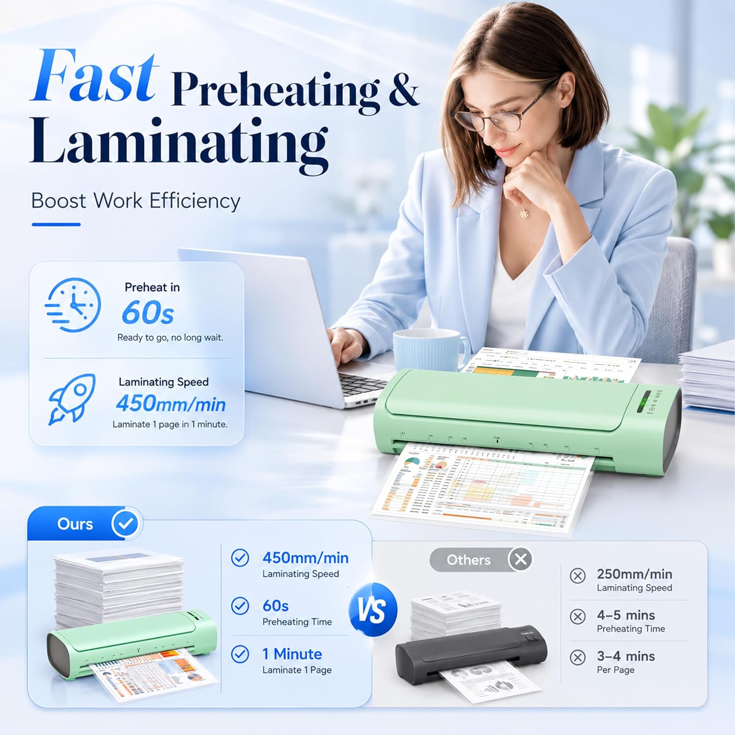 Detalle de Elysine 13-Inch Laminator, 11-in-1 Hot and Cold A3 Machine