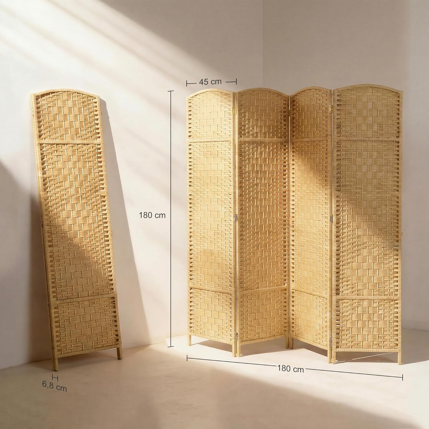 Thumbnail 6 de HOMCOM paravent intérieur en bois pliable à 4 panneaux, 180 x 180 cm