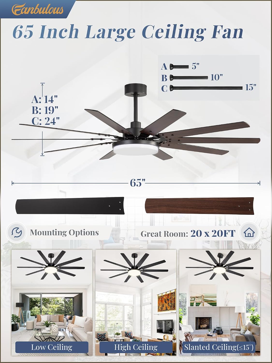 Detalle 1 de Fanbulous Ceiling Fan 65-inch