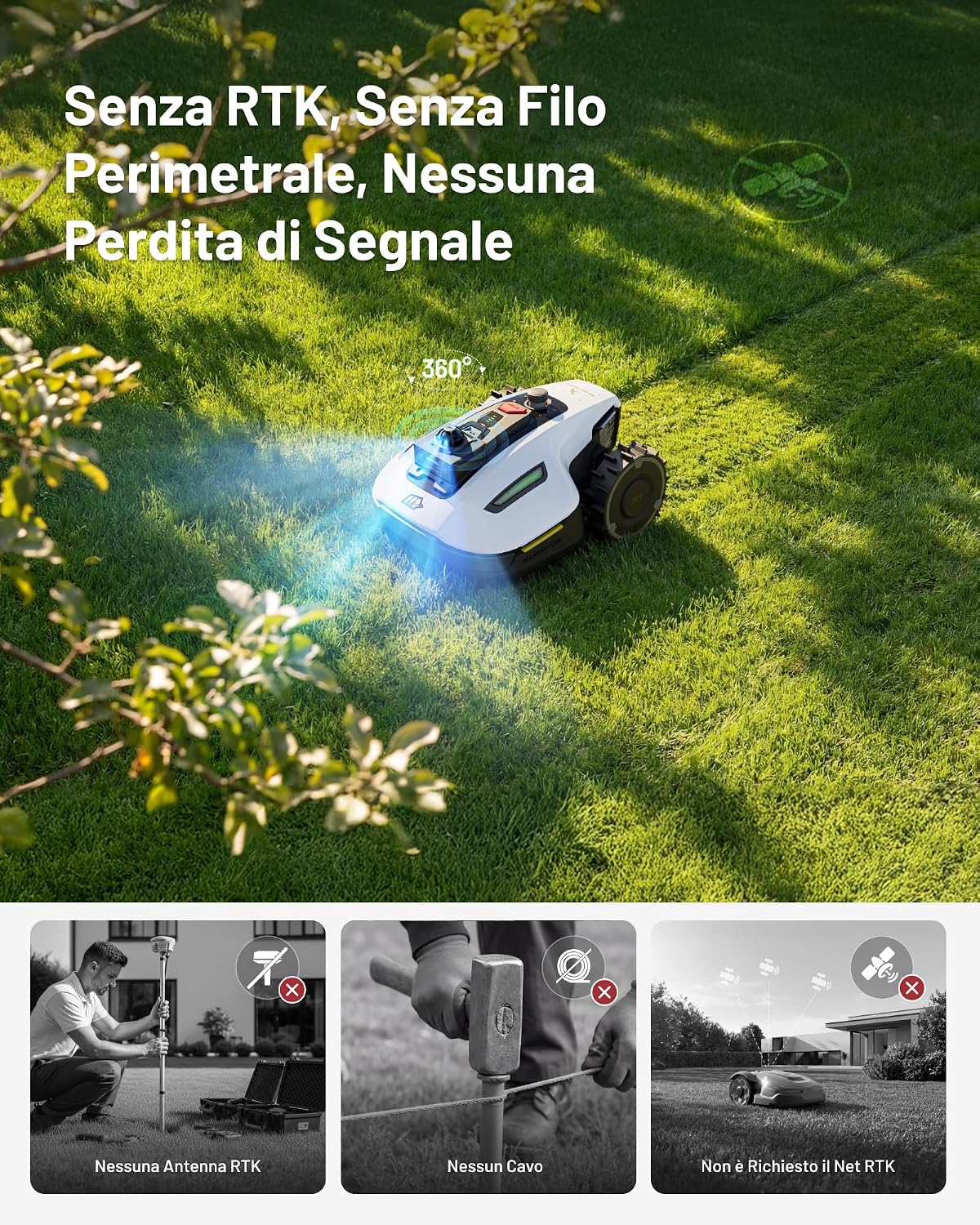Thumbnail 1 de MAMMOTION YUKA mini 2 1000 — robot rasaerba con LiDAR 360° e Visione AI, senza cavo perimetrale