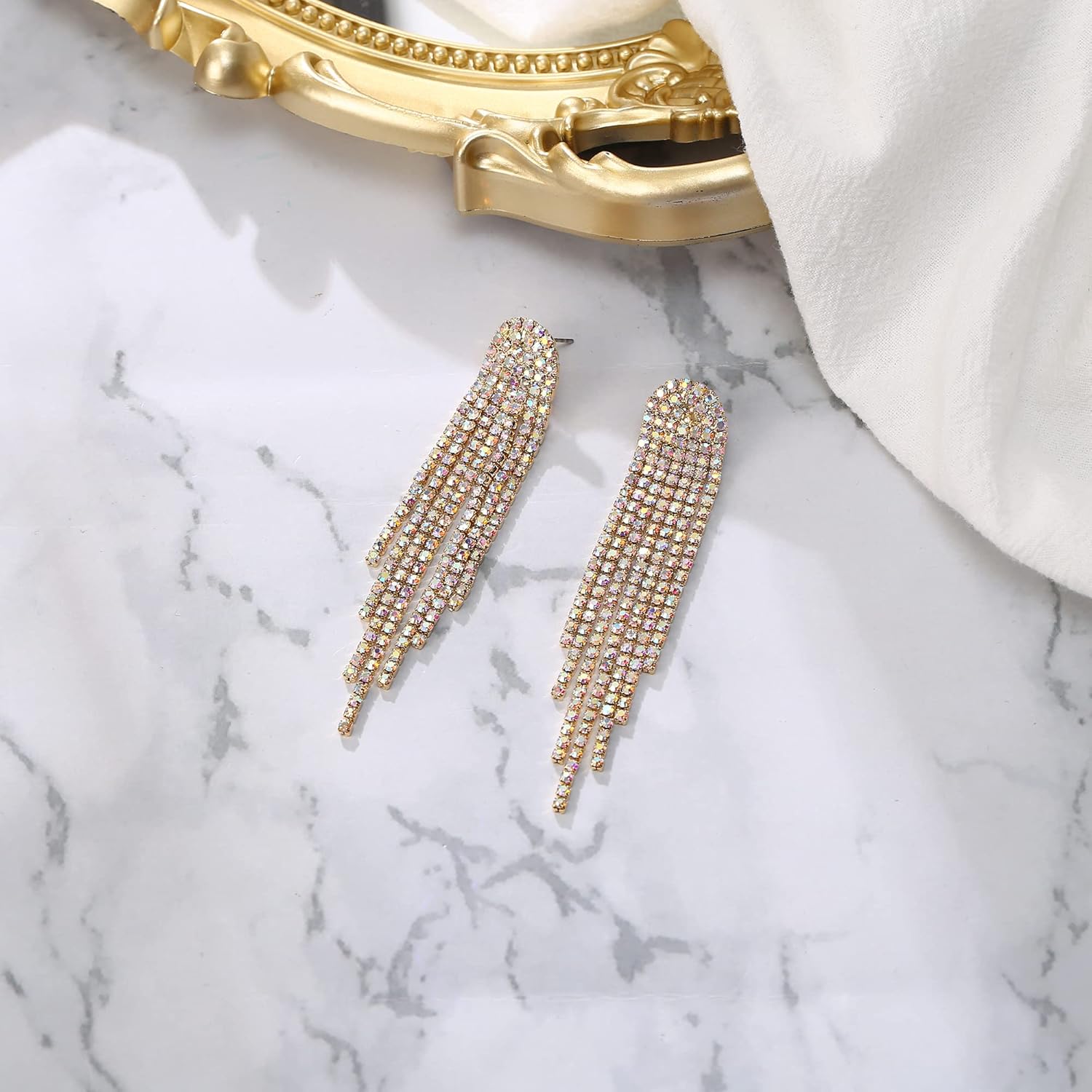 Thumbnail 3 de Boucles d’oreilles longues gouttes Clearine en cristal scintillant