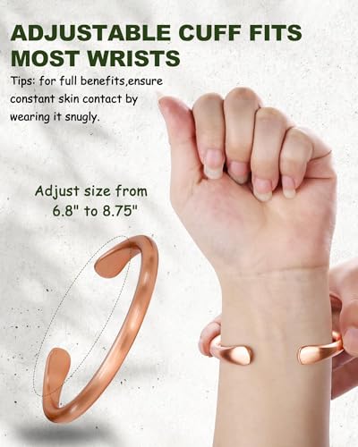 Detalle de MagEnergy Kupferarmband – handgefertigt, tibetisches Design, offen verstellbar
