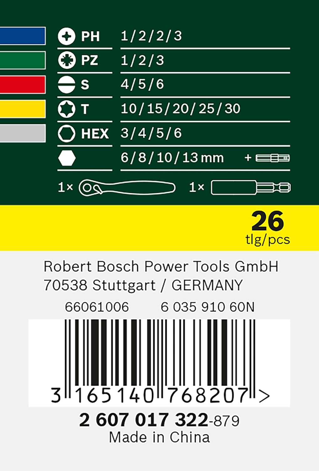 Thumbnail 5 de Bosch 26pc Screwdriver Bit and Ratchet Set with Colour-Coded Bits & Magnetic Holder