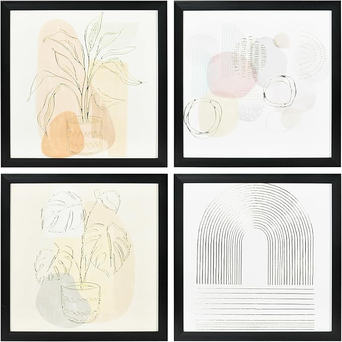HOMCOM Cuadros en Lienzo Moderno 4 Piezas 🎨 Decoración Colorida