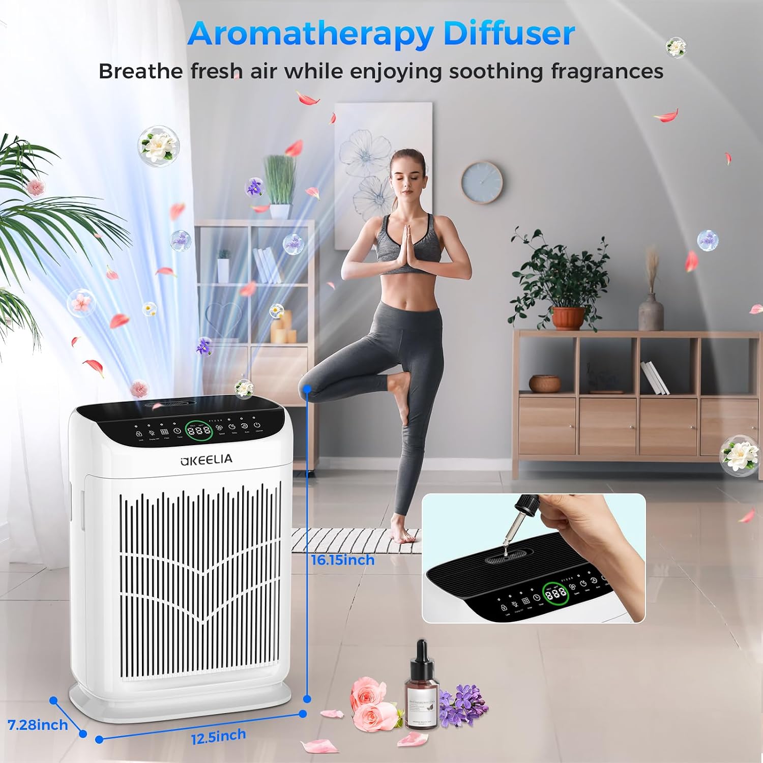 Detalle 2 de Akeelia AP380 Air Purifier with Double-Sided Intake and PM2.5 Sensor