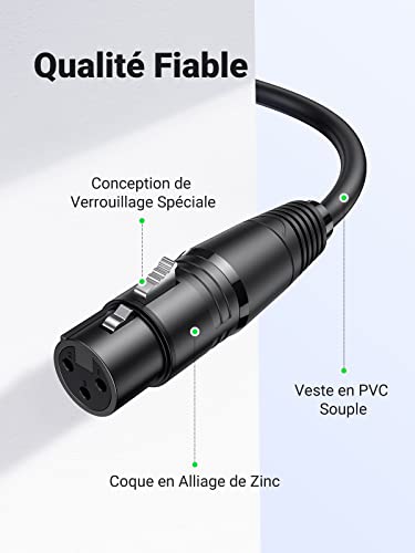 Detalle 2 de UGREEN Câble XLR Mâle vers Femelle 2M – Connexion fiable pour micro et matériel audio