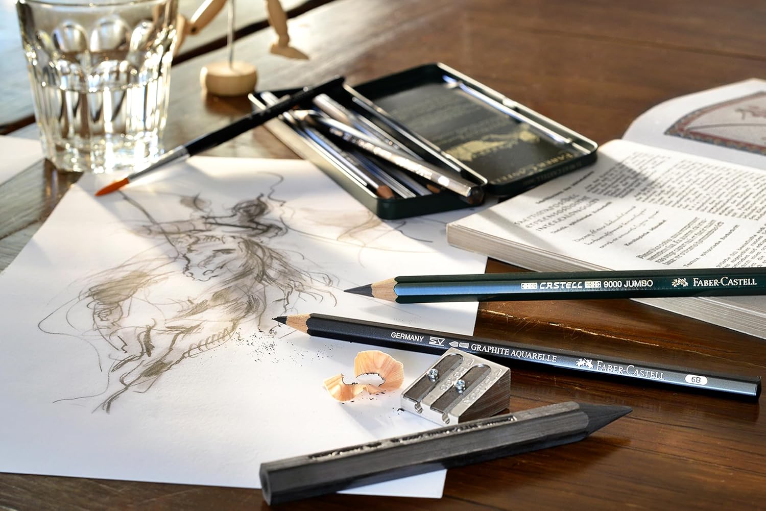 Detalle de FABER-CASTELL 112974 Pitt Graphite Set: kit professionale per schizzi e pigmenti grafite, 26 pezzi