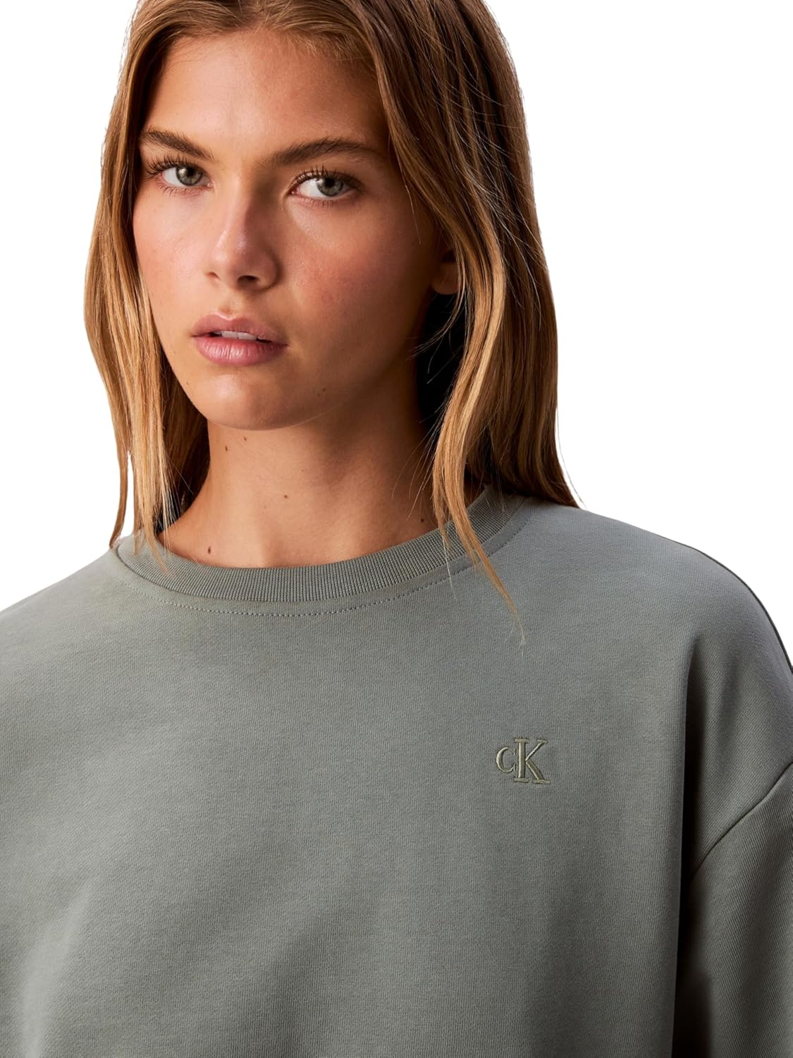 Detalle de Sweat d’intérieur femme Calvin Klein Archive Logo en French Terry col ras-du-cou