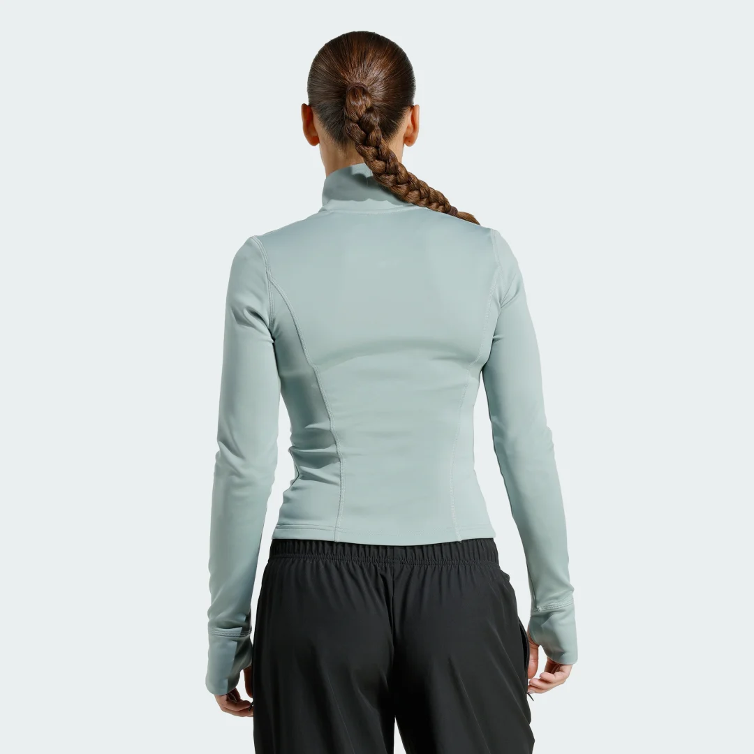 Detalle 2 de Chaqueta con cierre de cremallera Optimé Essentials de Adidas – verde