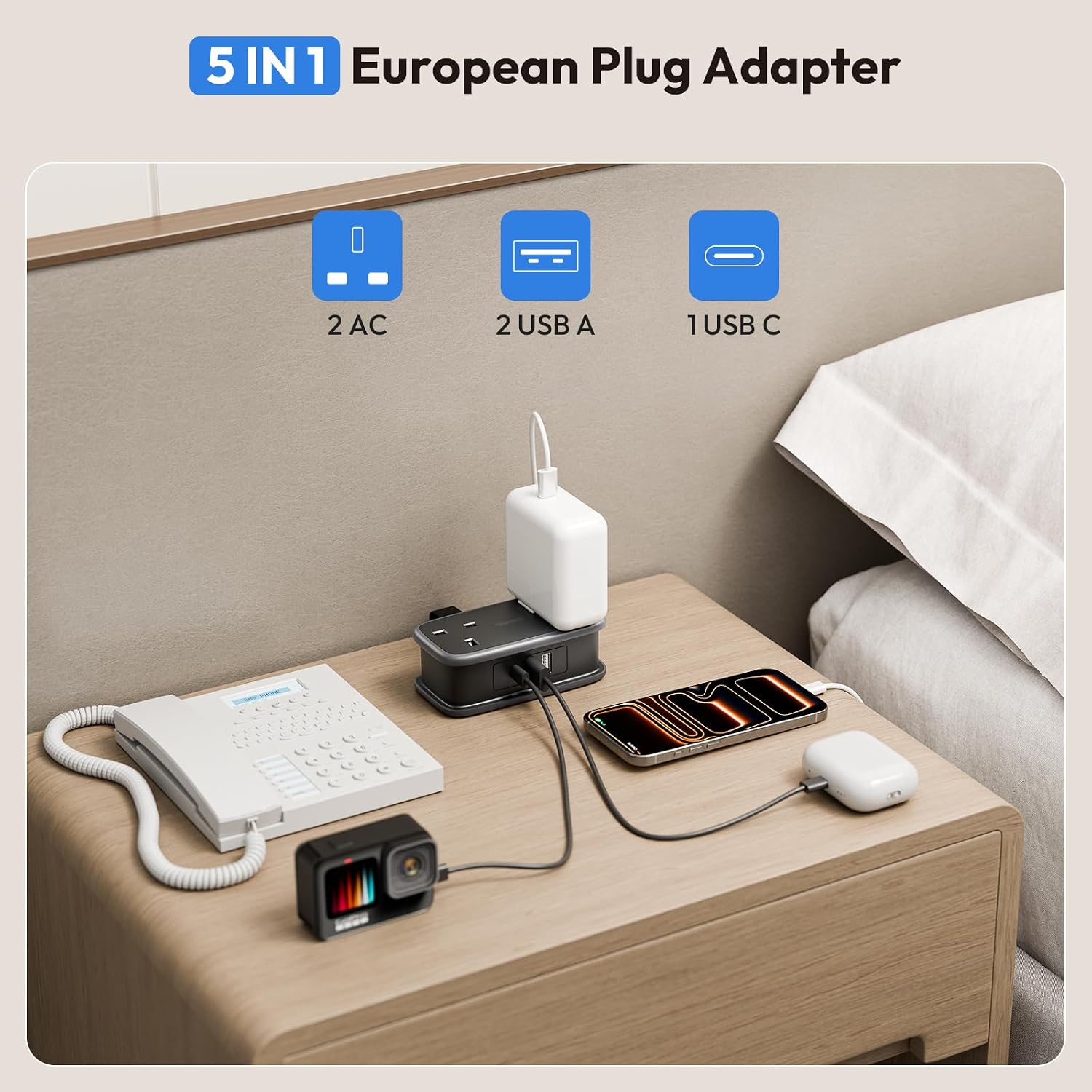 Detalle 2 de NTONPOWER UK to European Plug Adapter 1.2M