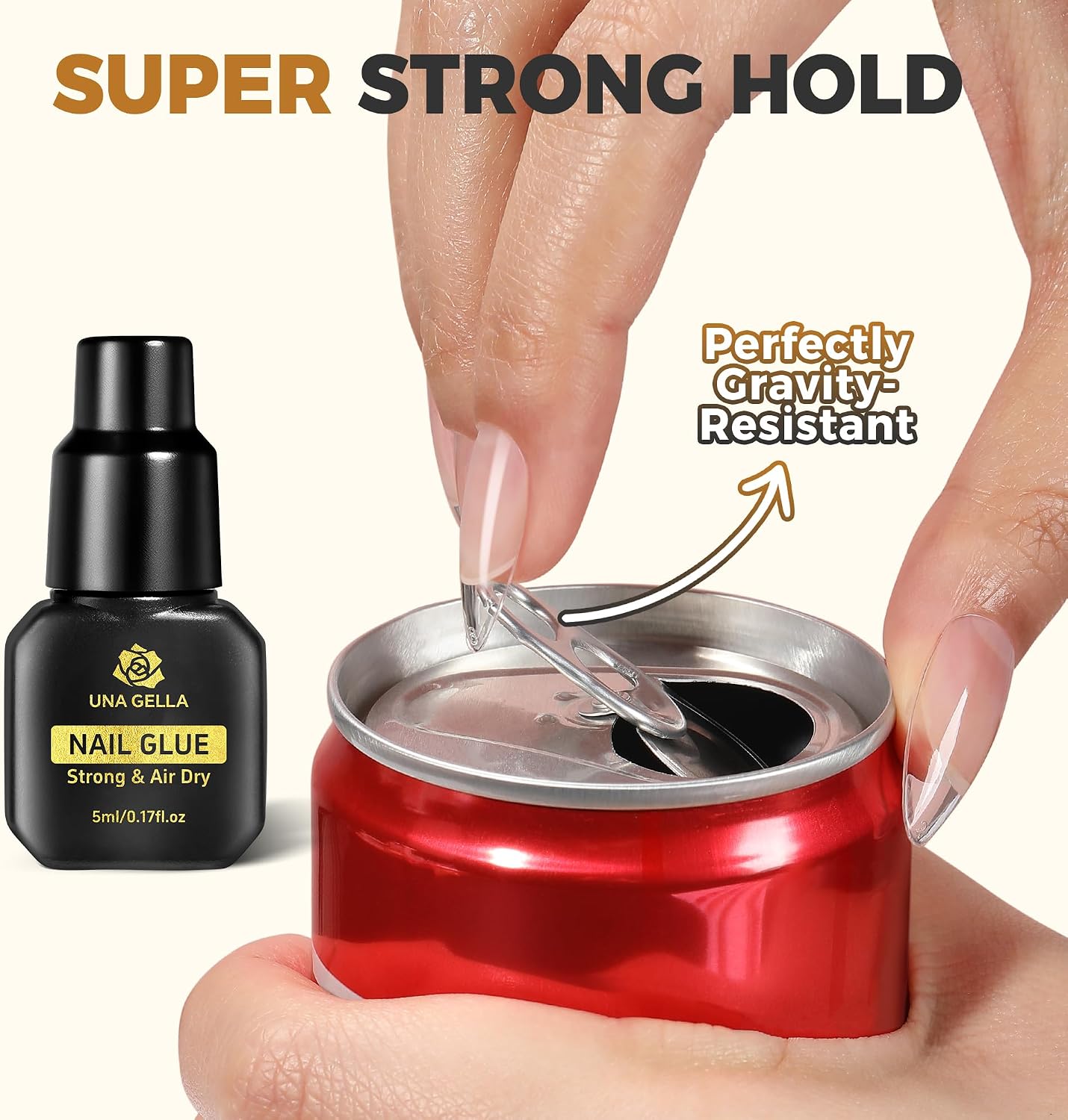 Detalle de UNA GELLA CAUG-J38 Press-On Nail Glue, 3 x 5 mL, No UV/LED