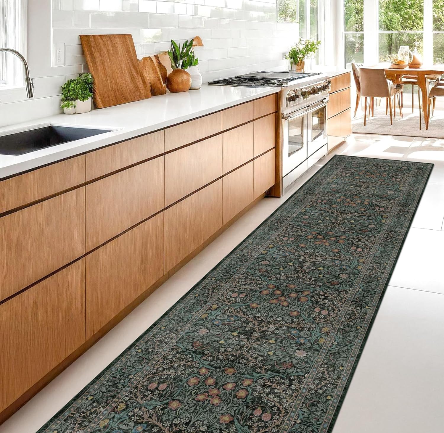 Thumbnail 5 de Hazo Haus Dark Green Runner Rug 3x12