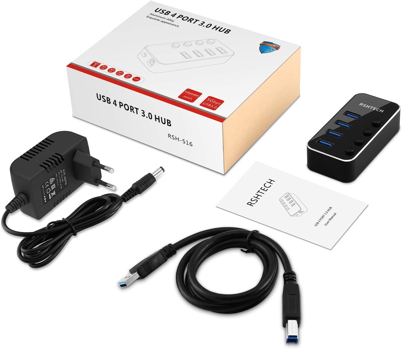 Thumbnail 6 de RSHTECH USB Hub Aktiv 3.0 4‑Port mit Netzteil