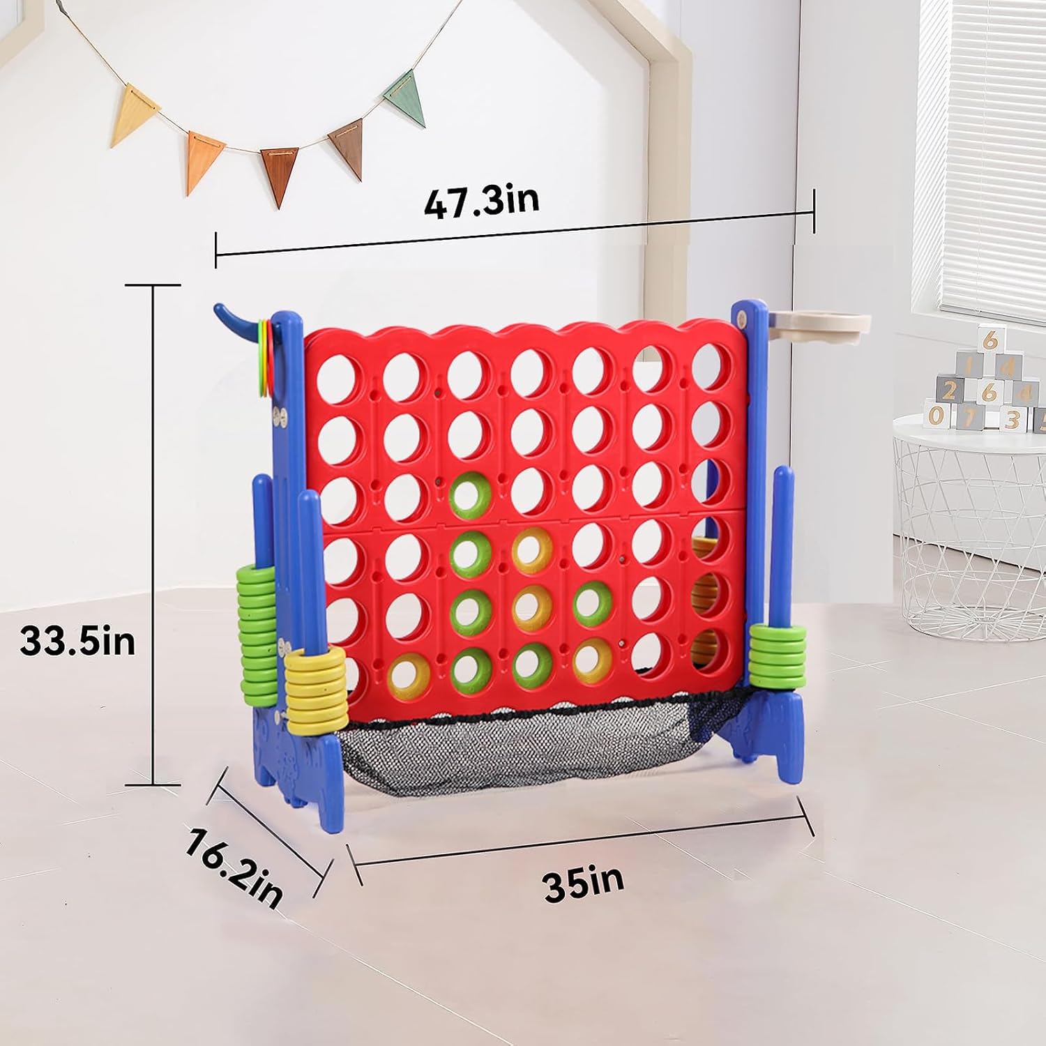 Thumbnail 3 de Tigasy Giant 4 Row Ring Toss Game with Carrying Bag (Blue/Red) – Indoor & Outdoor Fun