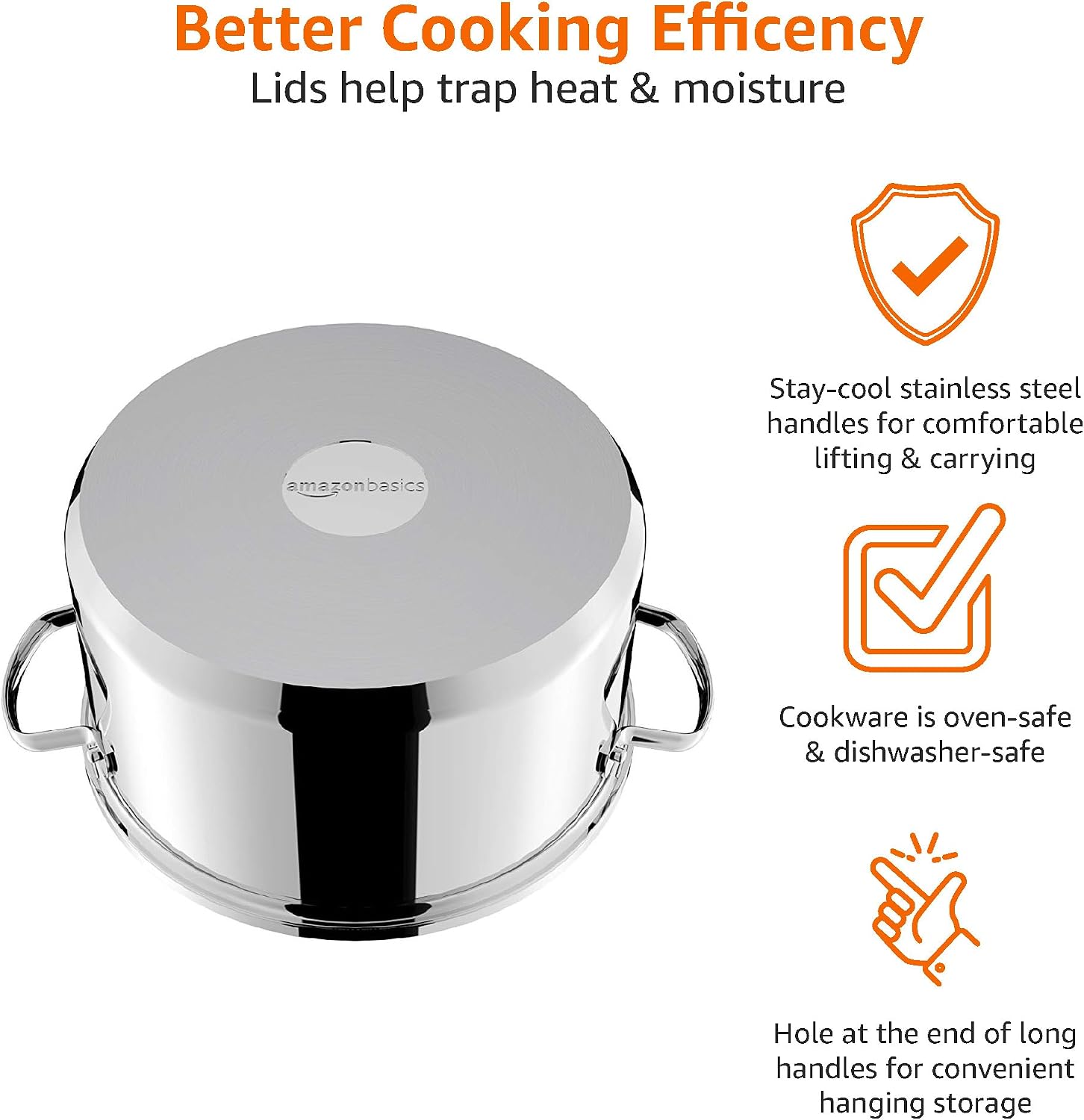 Detalle de Amazon Basics 11-Piece Stainless Steel Induction Cookware Set
