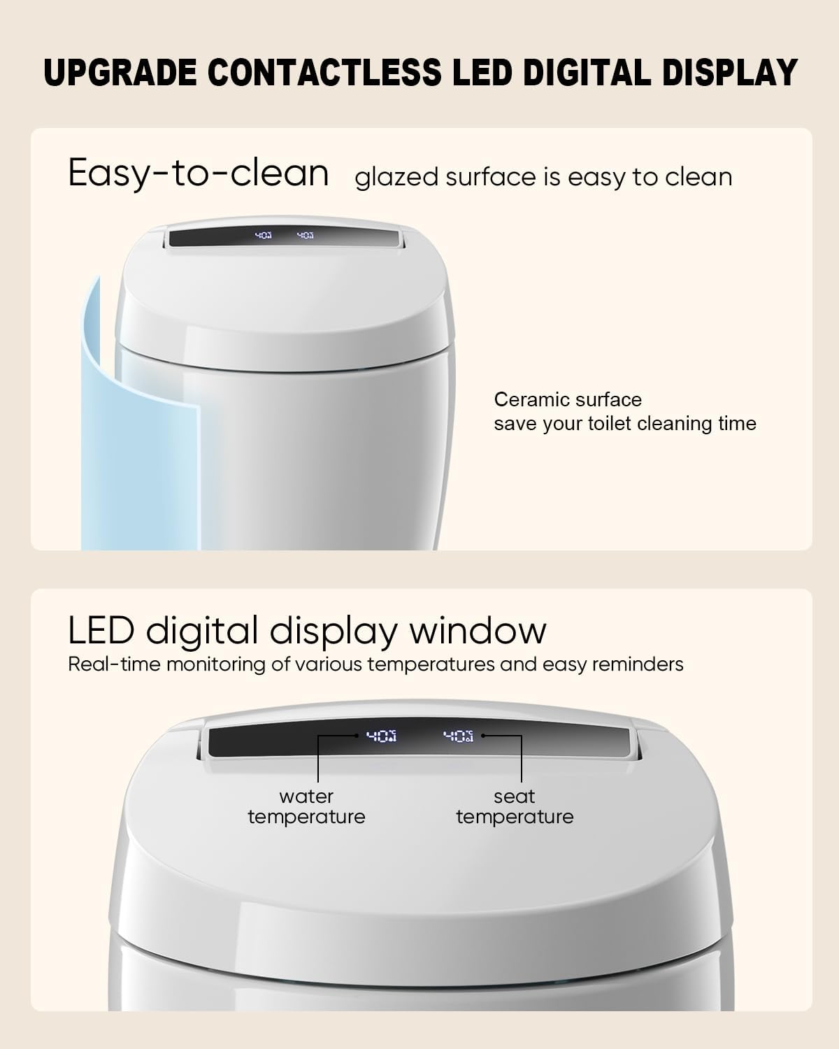 Detalle de LOUPUSUO LP Smart Toilet with Bidet, Heated Seat and Warm Air Dryer